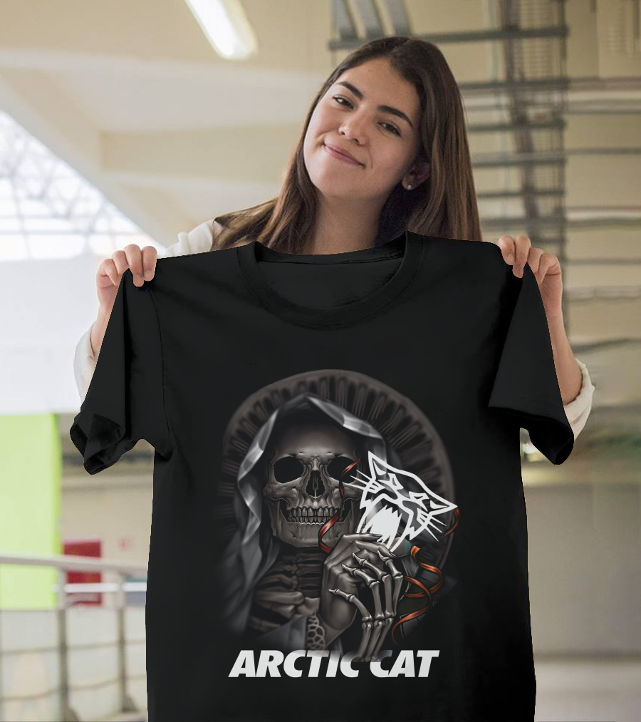Arctic Cat Skeleton Reaper With Hood T-Shirt
