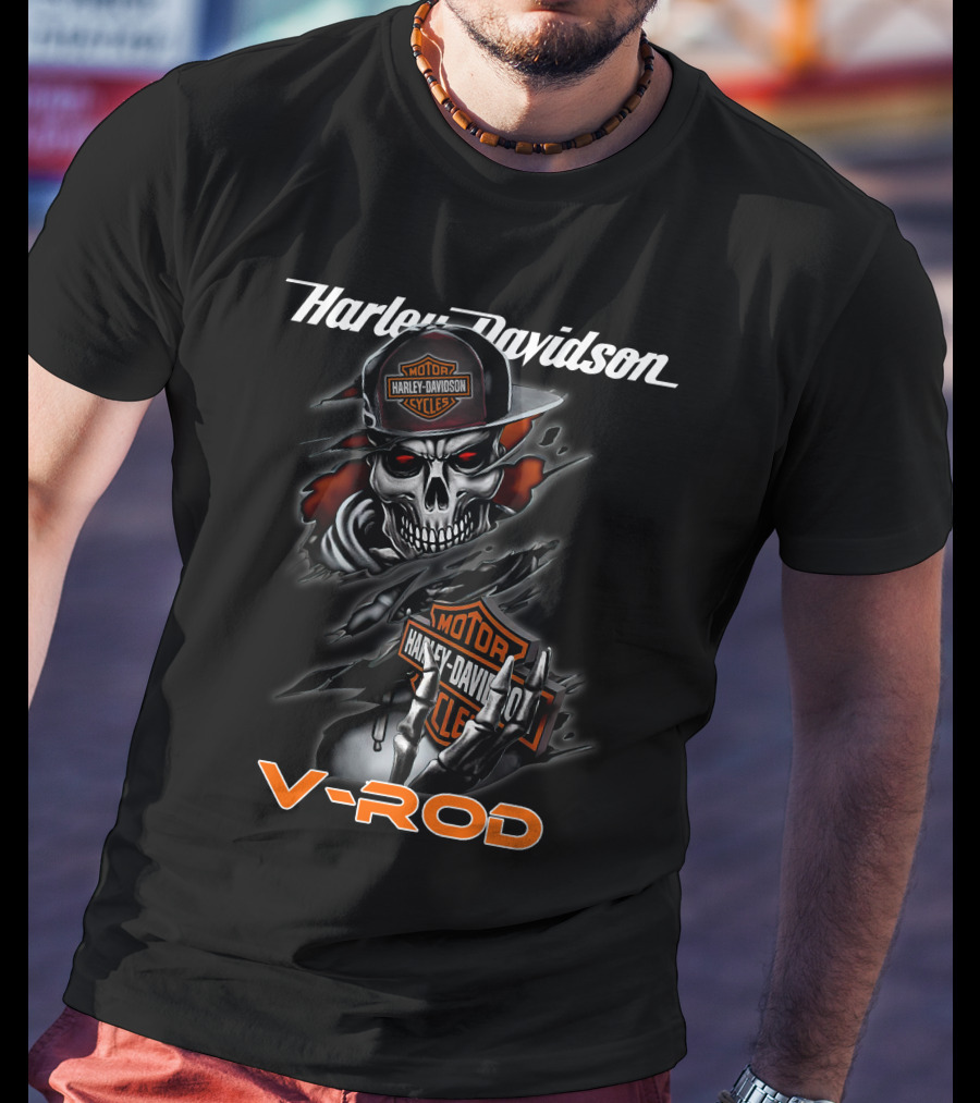 Harley Davidson Motorcycle V-Rod Skull T-Shirt