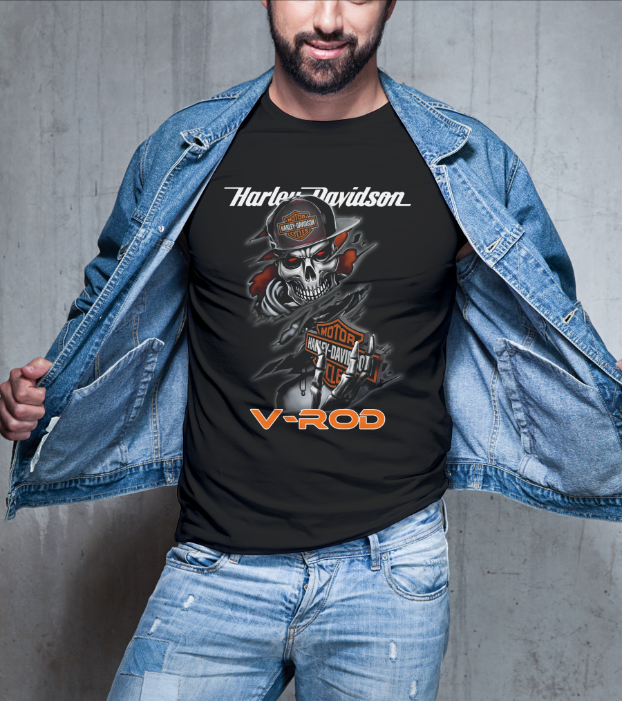 Harley Davidson Motorcycle V-Rod Skull T-Shirt