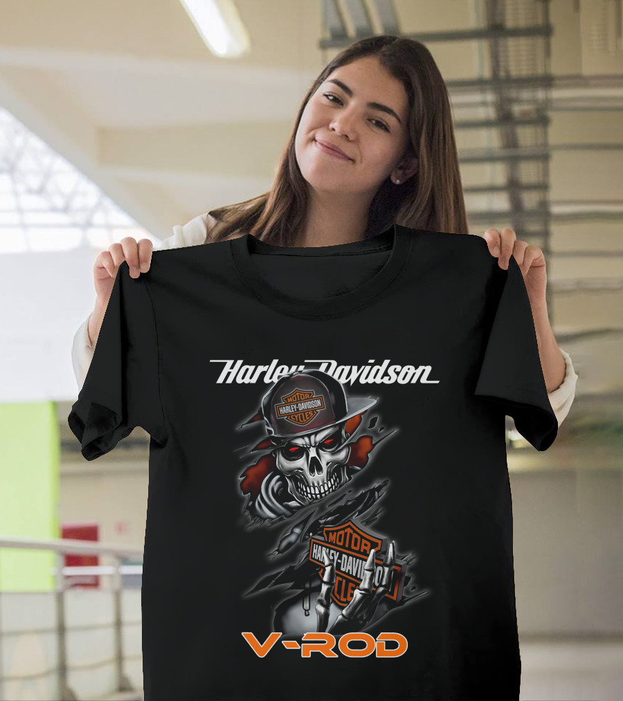 Harley Davidson Motorcycle V-Rod Skull T-Shirt