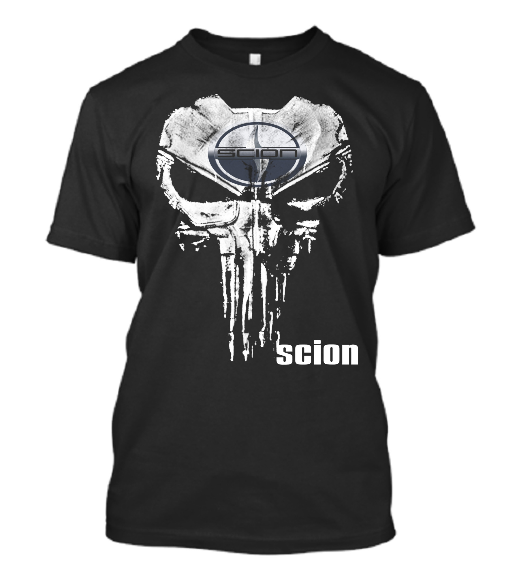 Scion Logo Overlaid On Punisher Skull T-Shirt