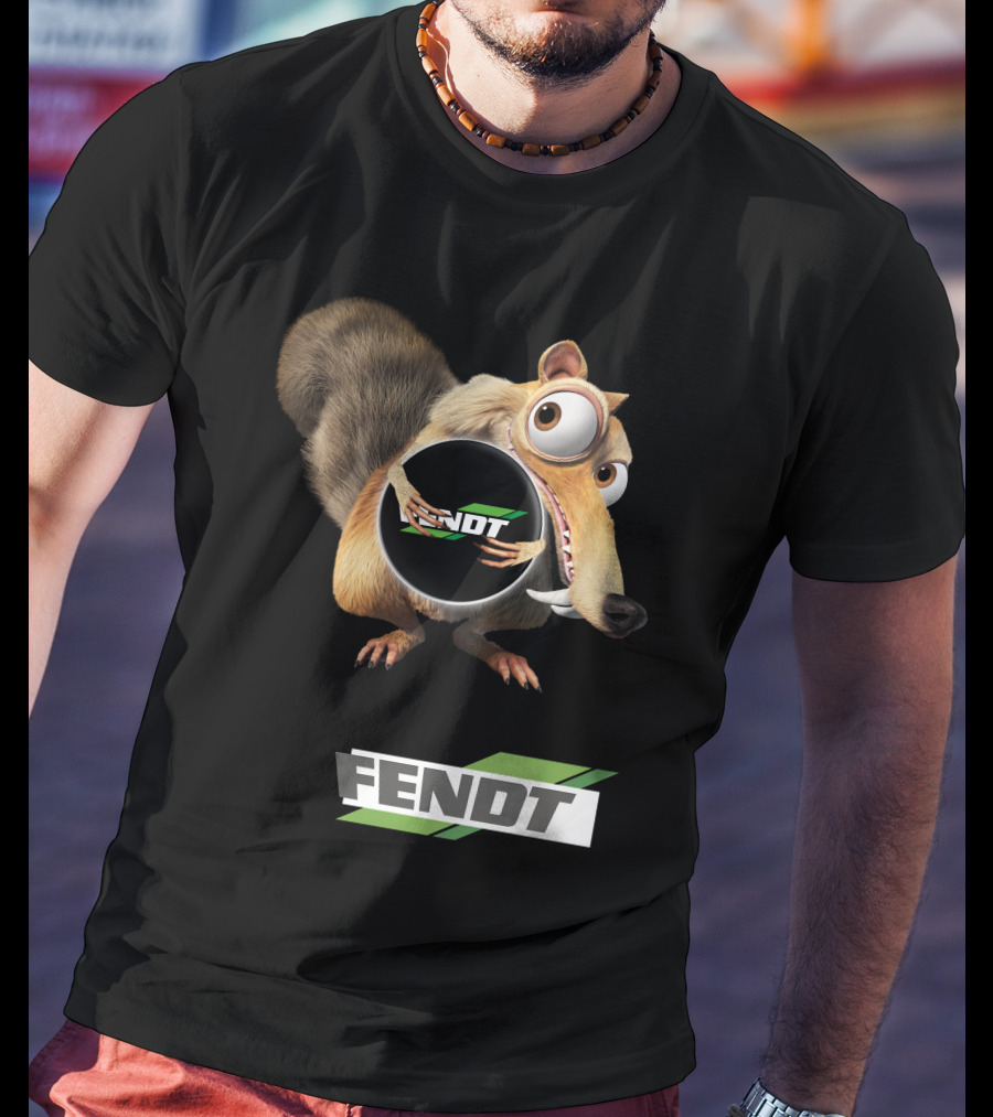 Fendt Tractor Logo With Ice Age Scrat Holding Acorn T-Shirt
