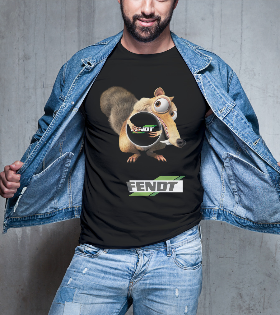 Fendt Tractor Logo With Ice Age Scrat Holding Acorn T-Shirt