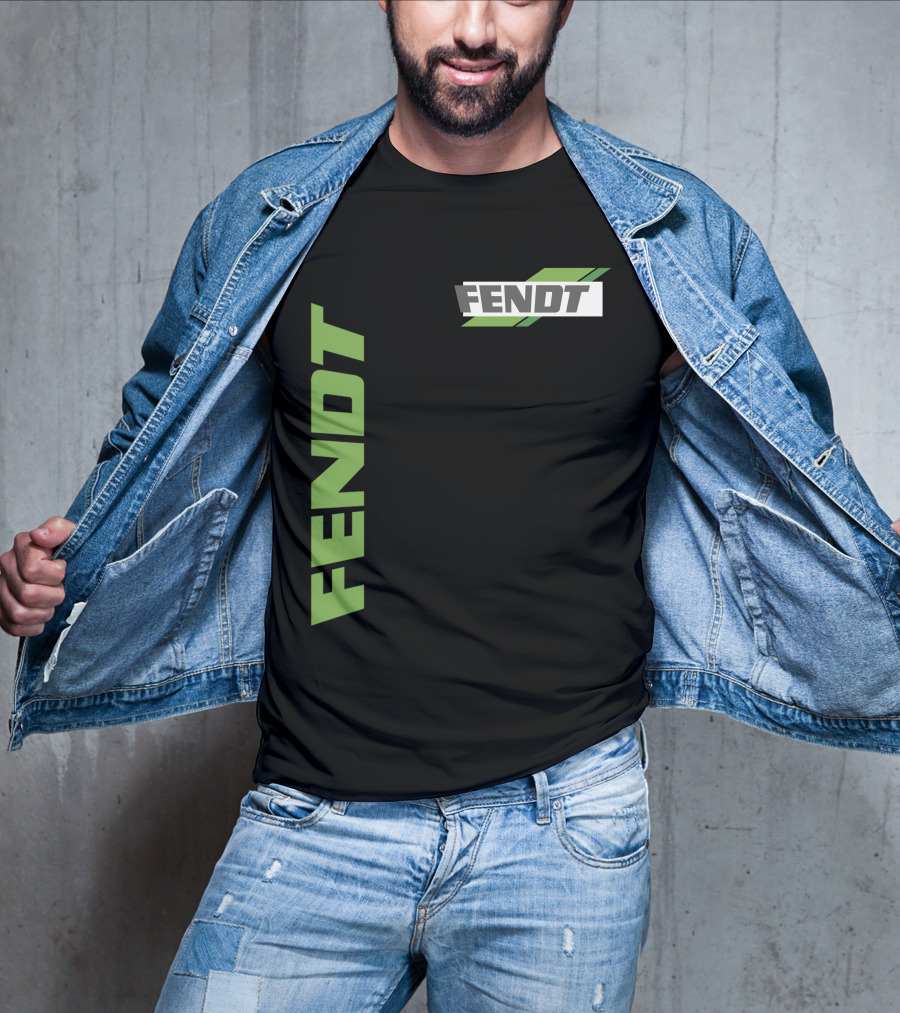 Fendt 02 Green Logo And Text On Black T-Shirt