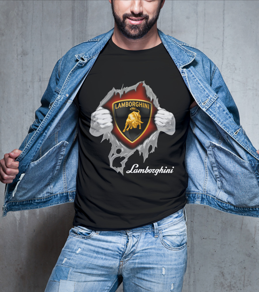 Lamborghini Bull Logo With Torn Effect And Hands T-Shirt