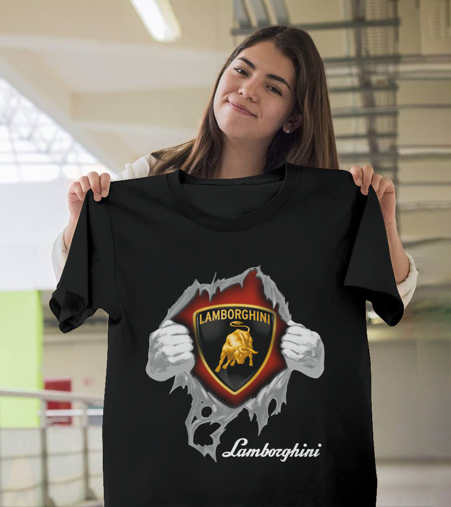 Lamborghini Bull Logo With Torn Effect And Hands T-Shirt