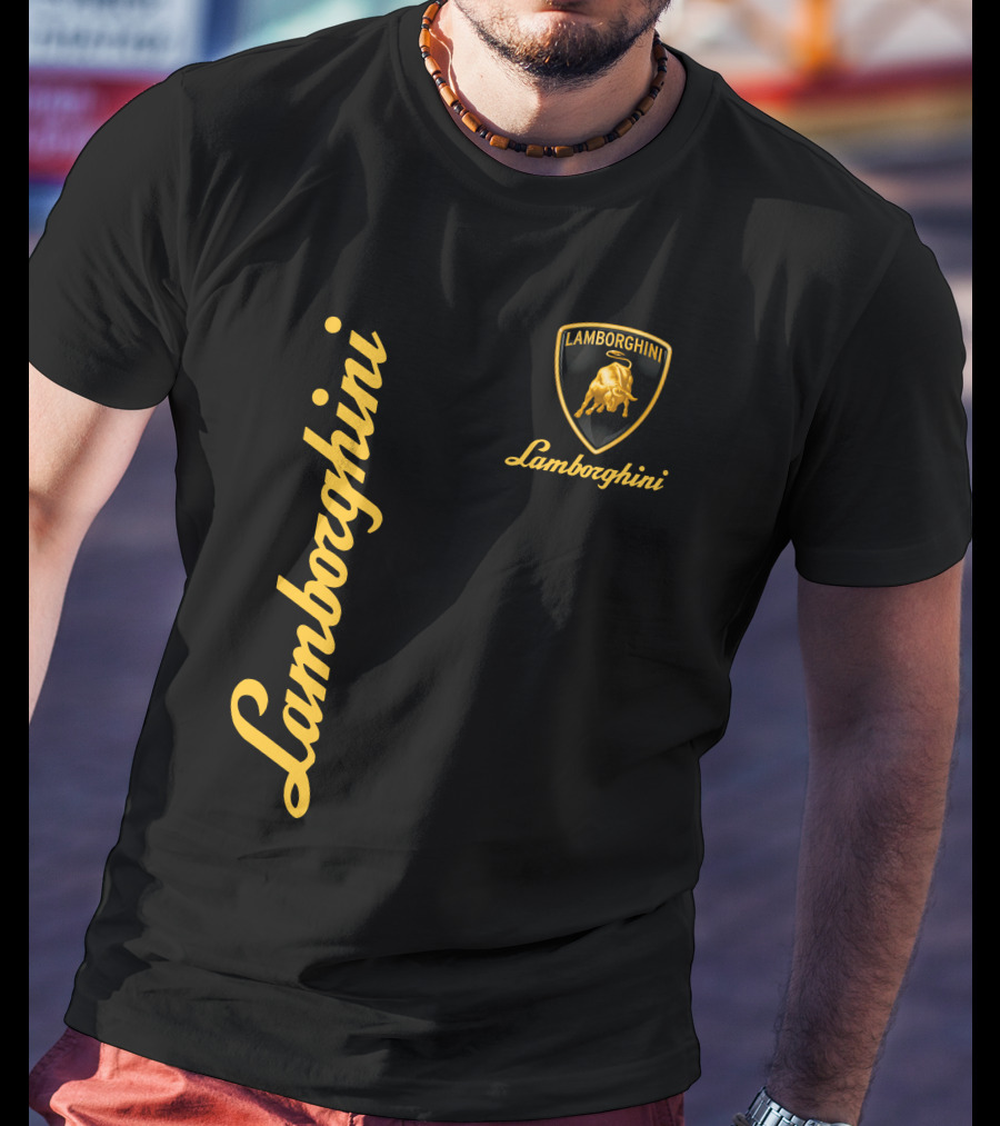 Lamborghini Bull Logo Black And Gold T-Shirt