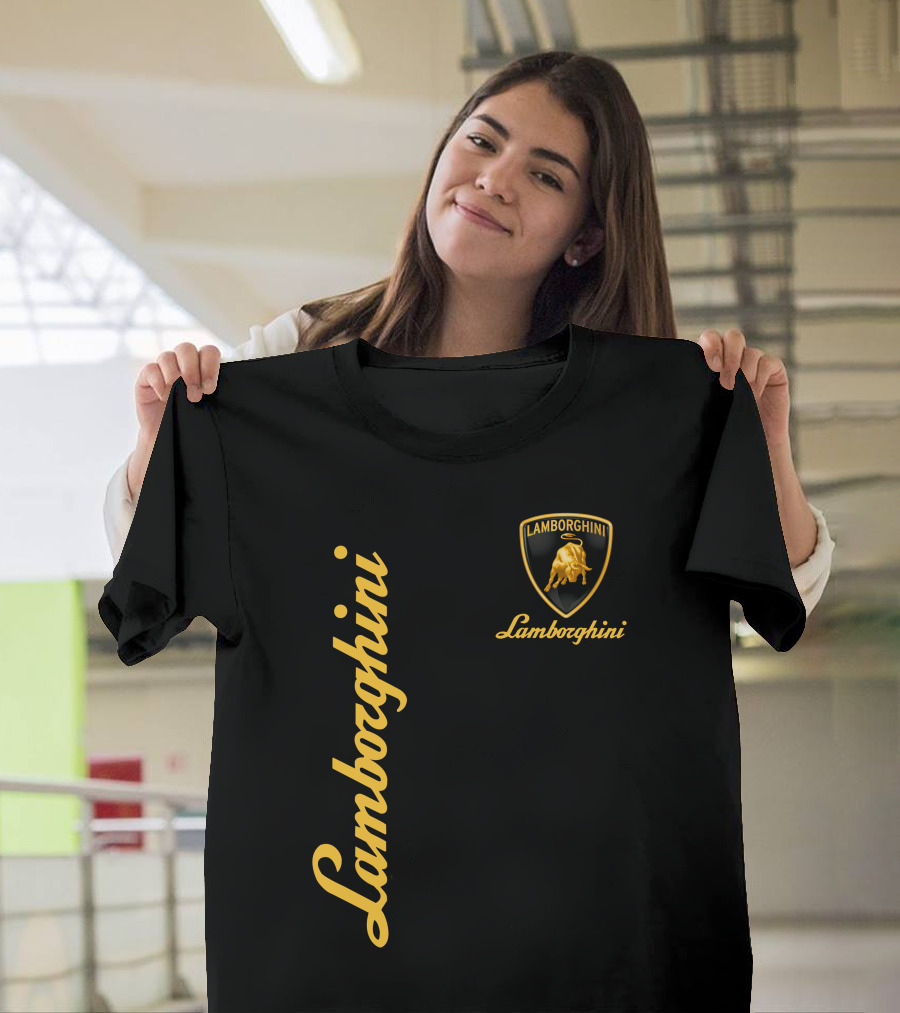 Lamborghini Bull Logo Black And Gold T-Shirt