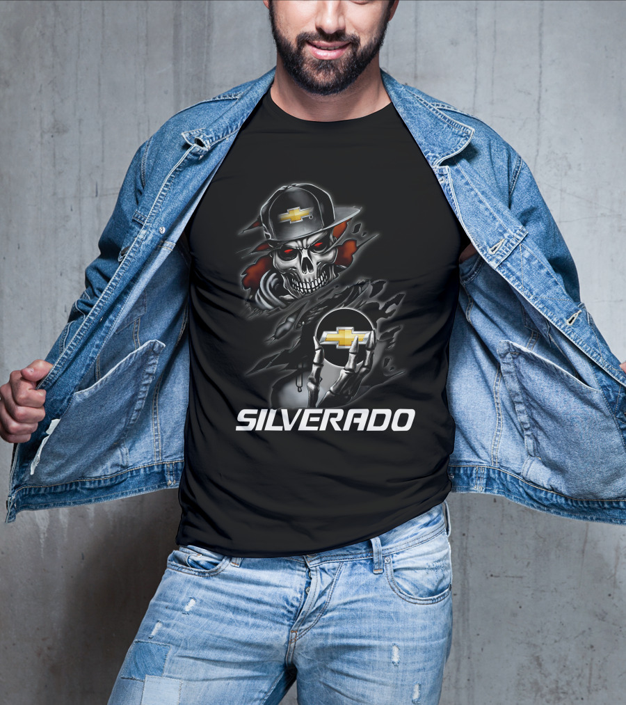 Silverado Skull With Chevrolet Logo Hat T-Shirt