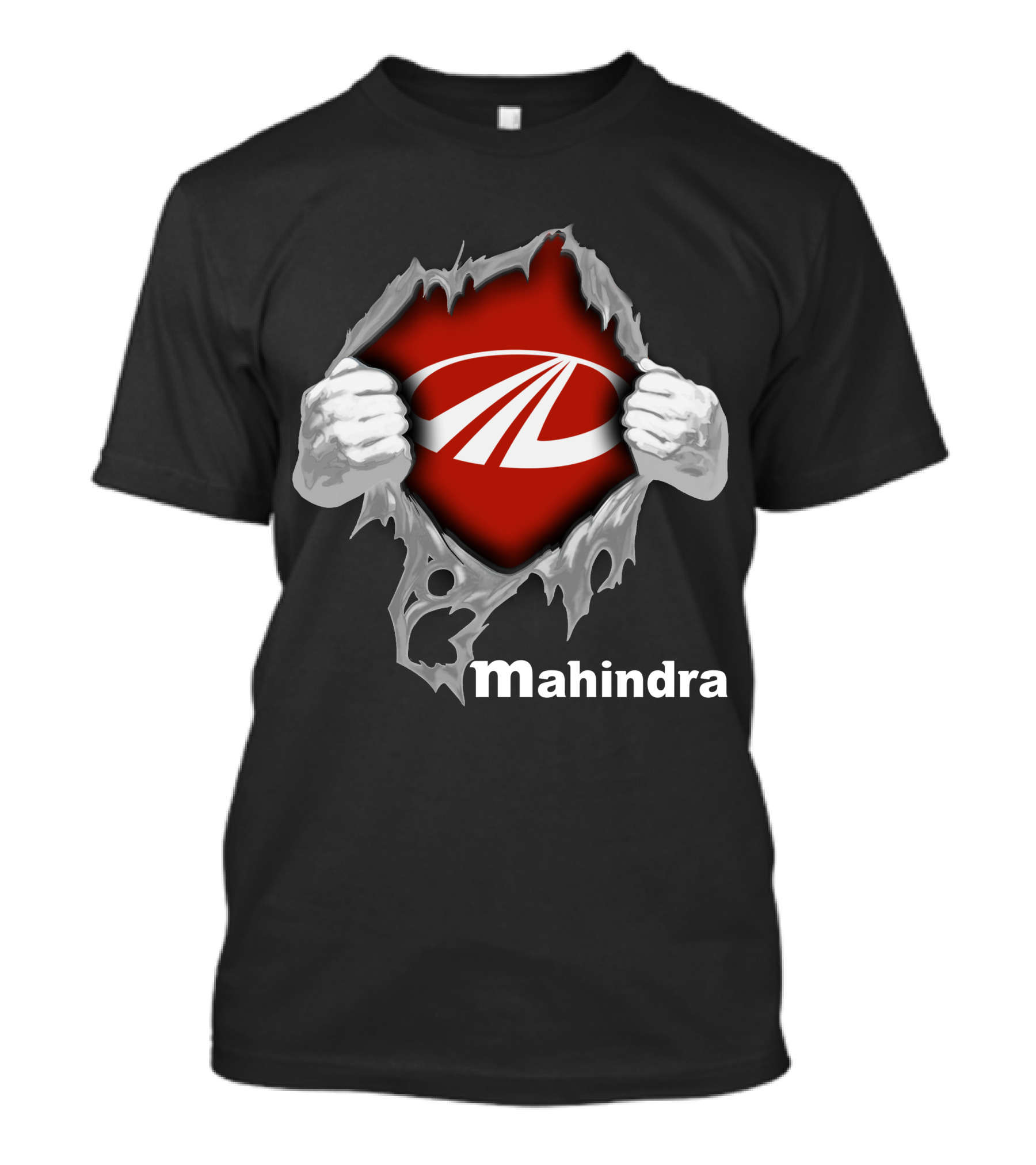 Mahindra Logo With Torn T-Shirt