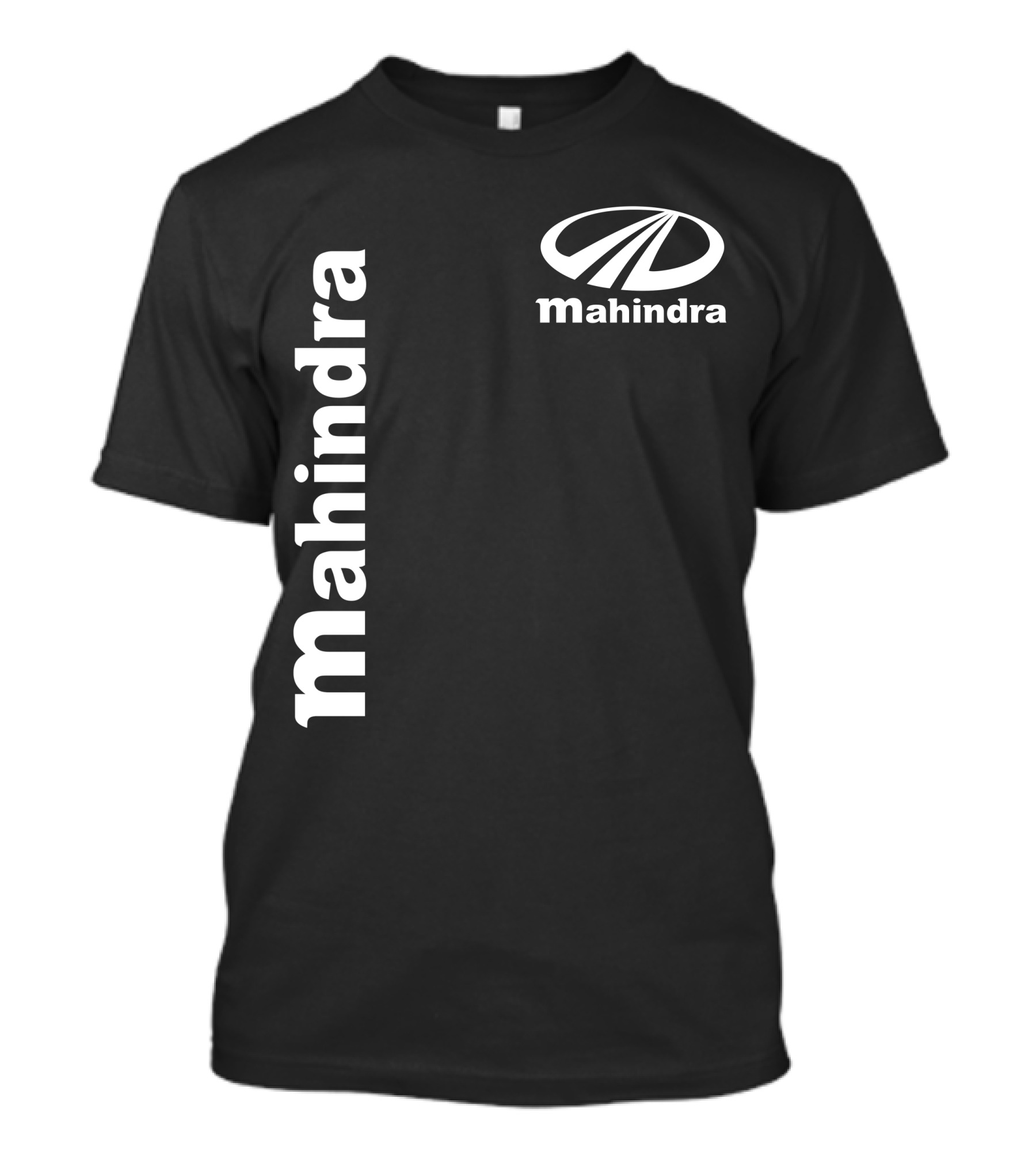 Mahindra Vertical Text With Iconic Logo Bold T-Shirt