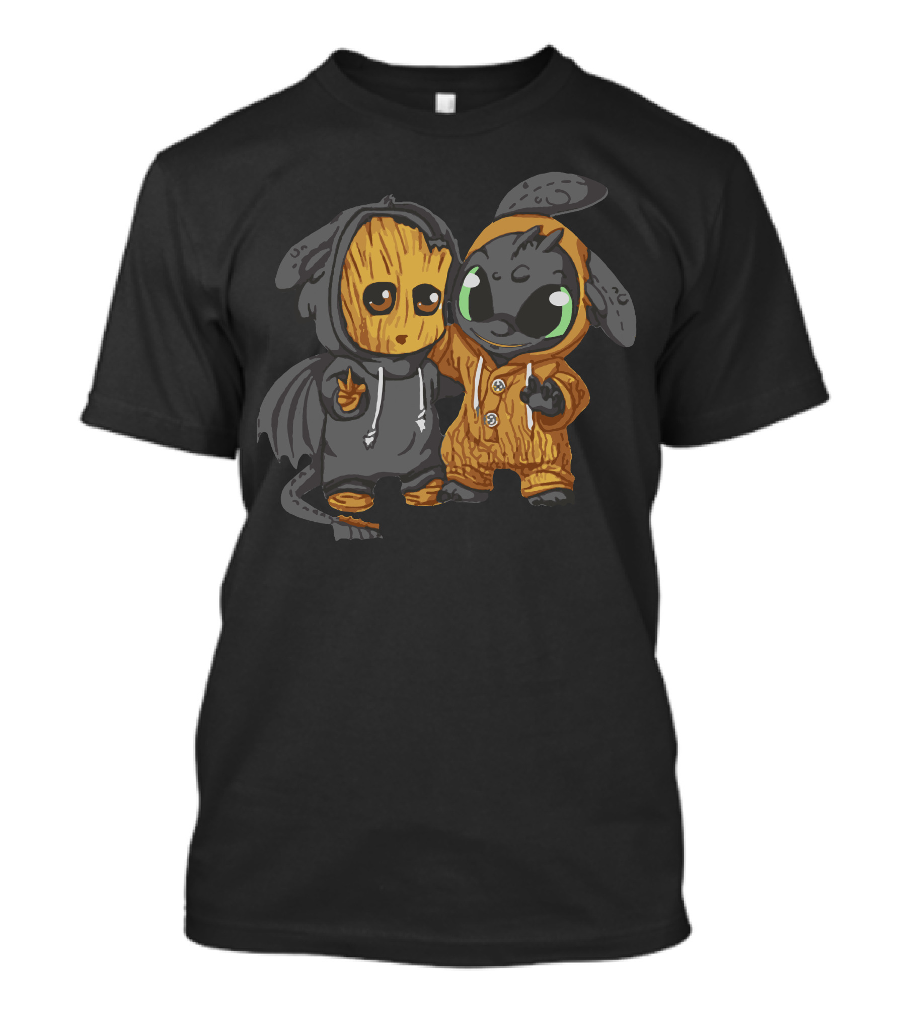Peaceful Groot And Toothless Friendship Hoodie Duo T-Shirt