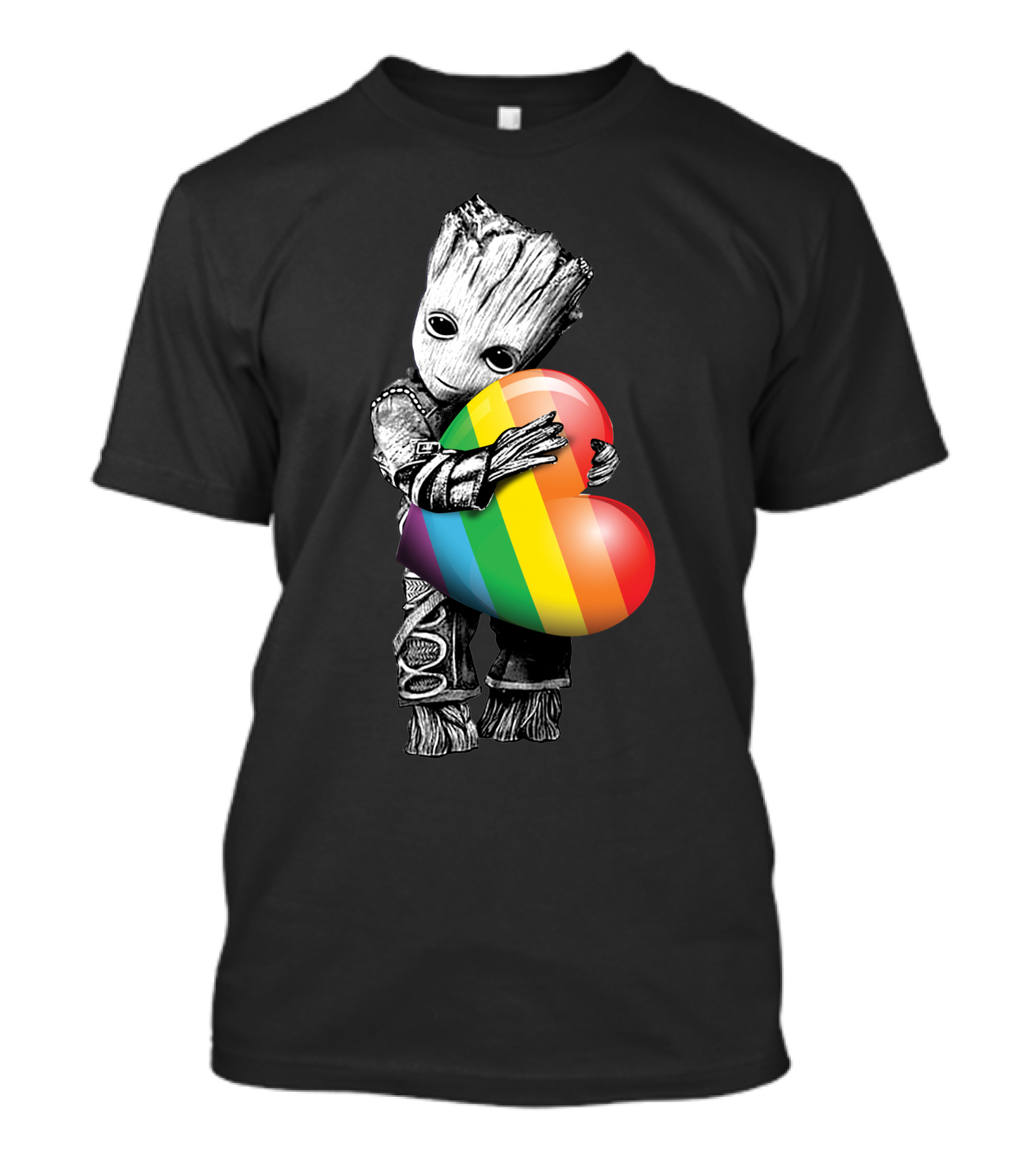 Groot Holding Rainbow Heart T-Shirt