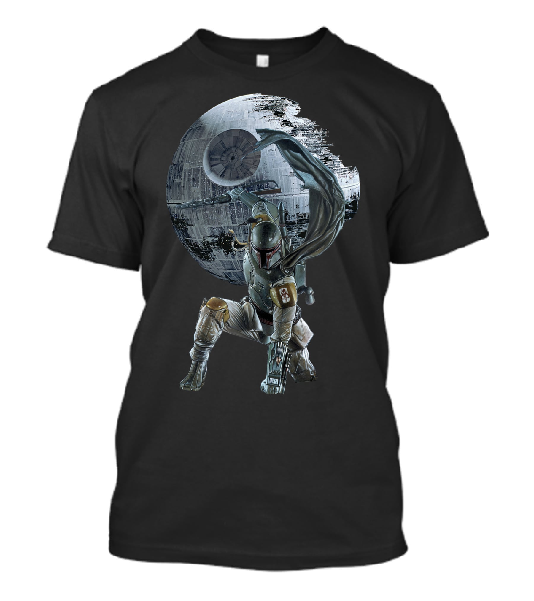 Mandalorian Bounty Hunter With Death Star T-Shirt