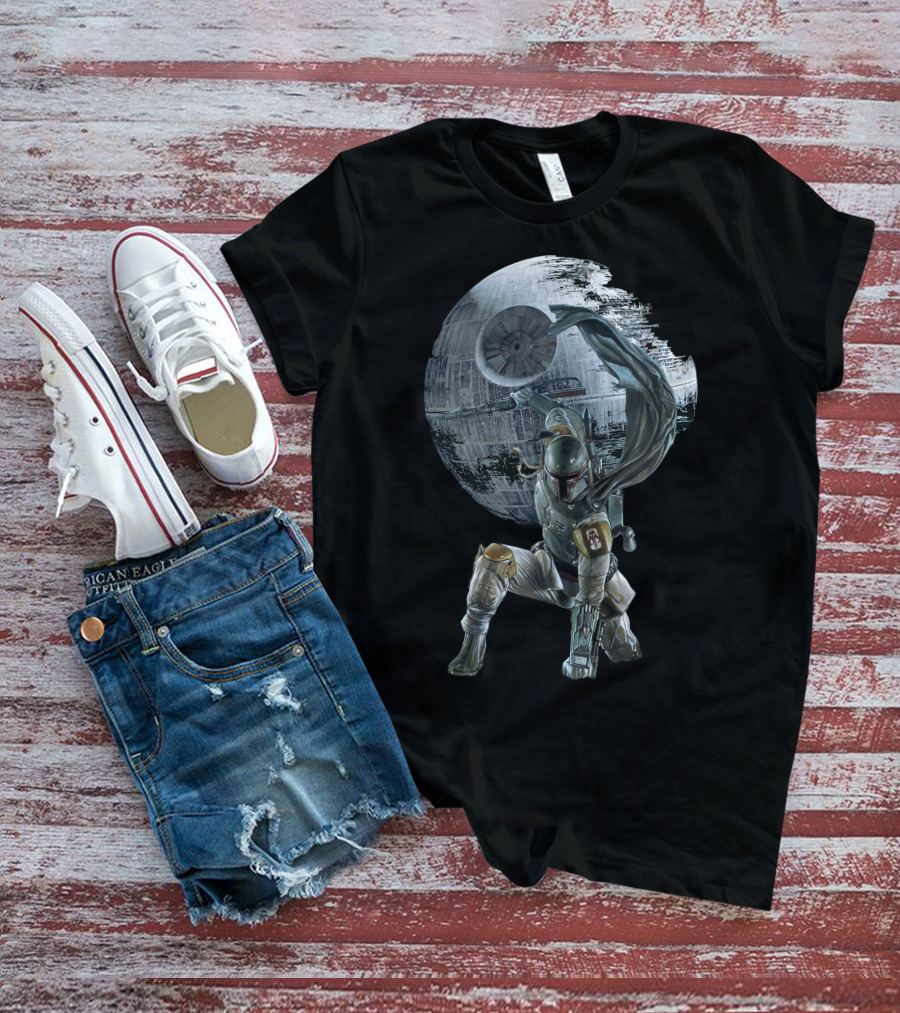 Mandalorian Bounty Hunter With Death Star T-Shirt