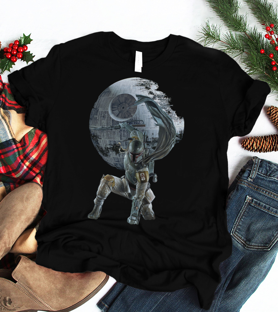 Mandalorian Bounty Hunter With Death Star T-Shirt