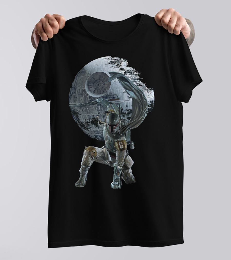 Mandalorian Bounty Hunter With Death Star T-Shirt