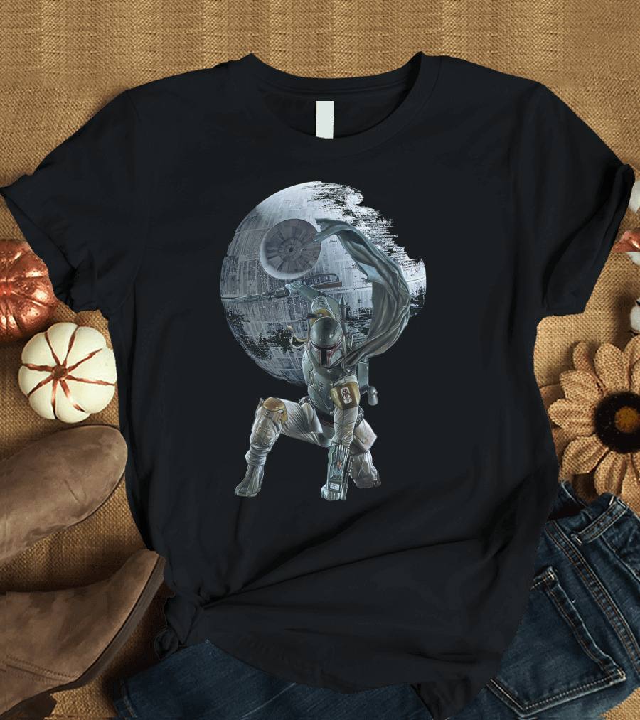 Mandalorian Bounty Hunter With Death Star T-Shirt