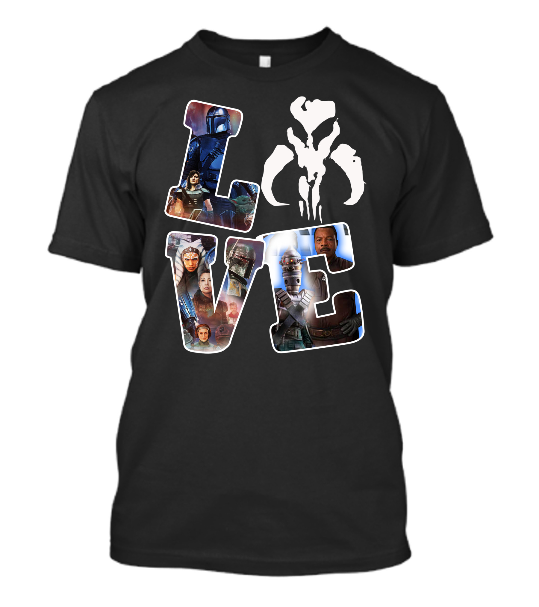 Manda Star Love With Mandalorian And Mythosaur Icons T-Shirt