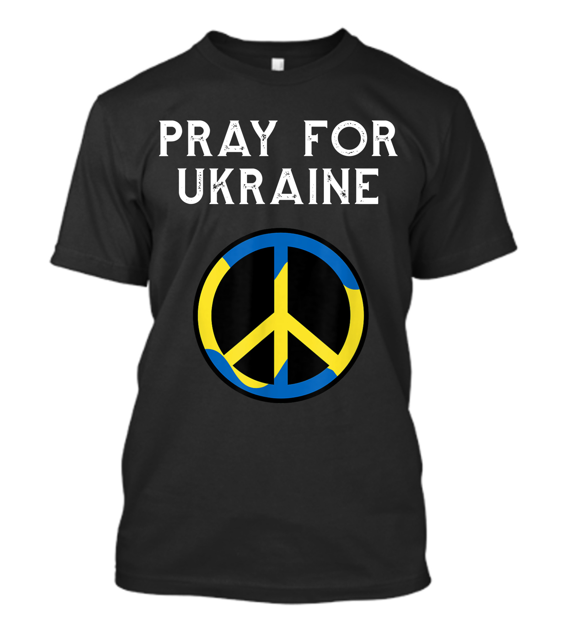 Pray For Ukraine Peace Symbol Blue Yellow T-Shirt