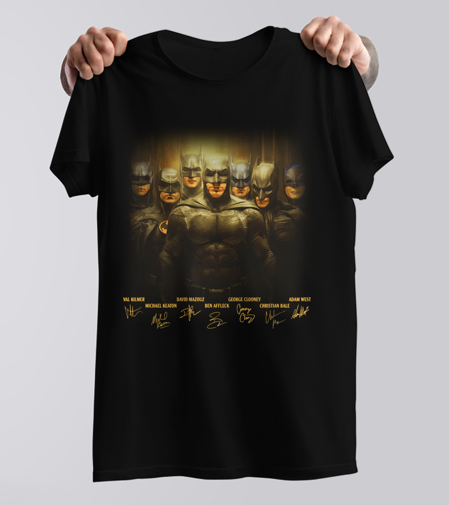 Batma Val Kilmer Michael Keaton David Mazouz Ben Affleck George Clooney Christian Bale Adam West T-Shirt