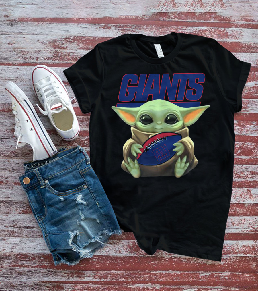 Giants Baby Yoda Football T-Shirt