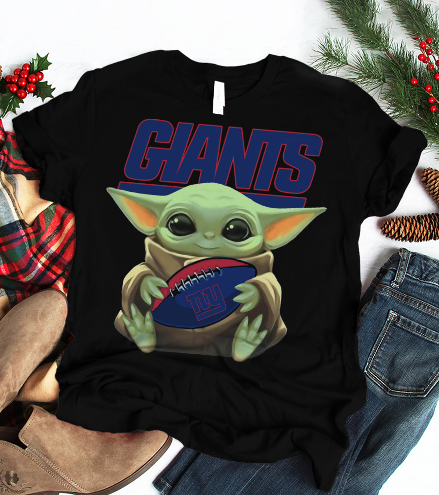 Giants Baby Yoda Football T-Shirt
