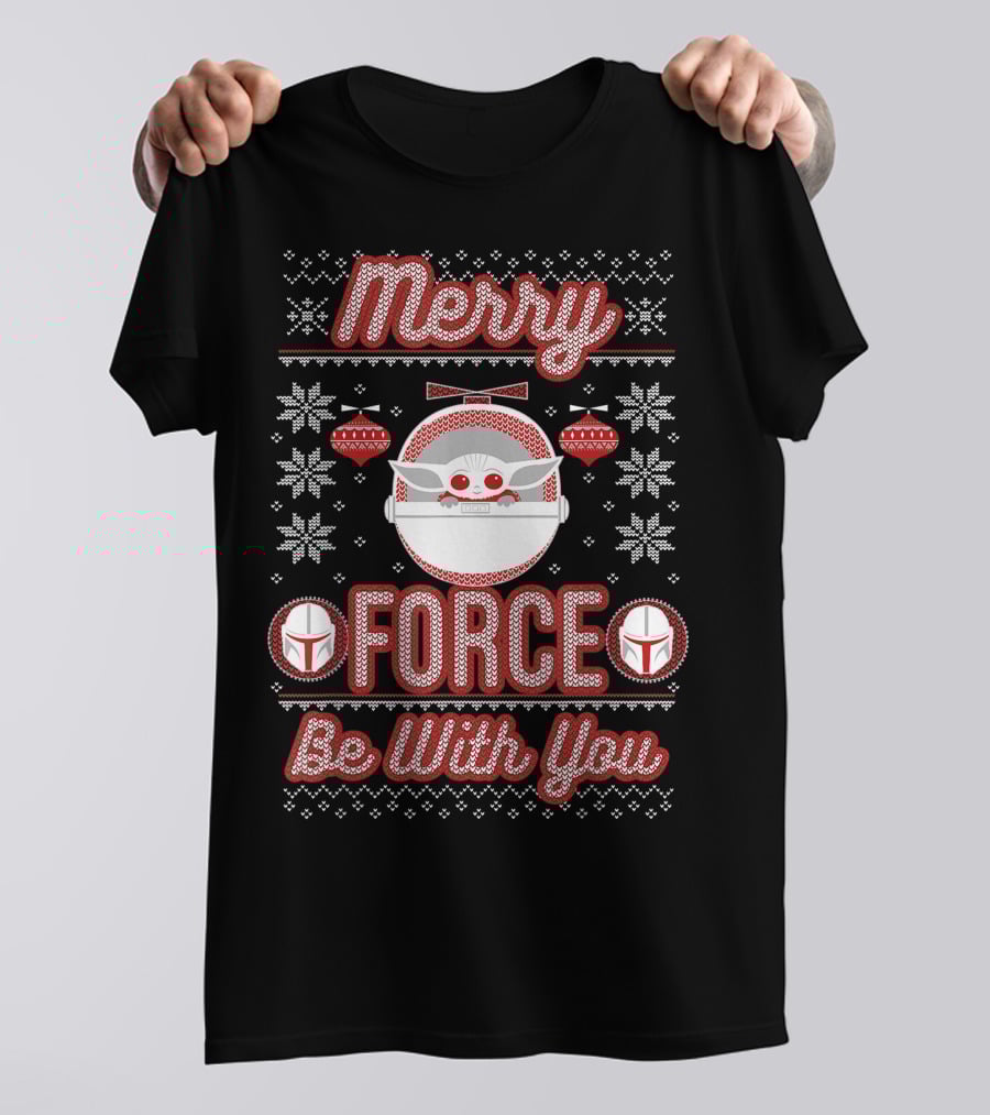 Merry Force Be With You Mandalorian Child Holiday T-Shirt