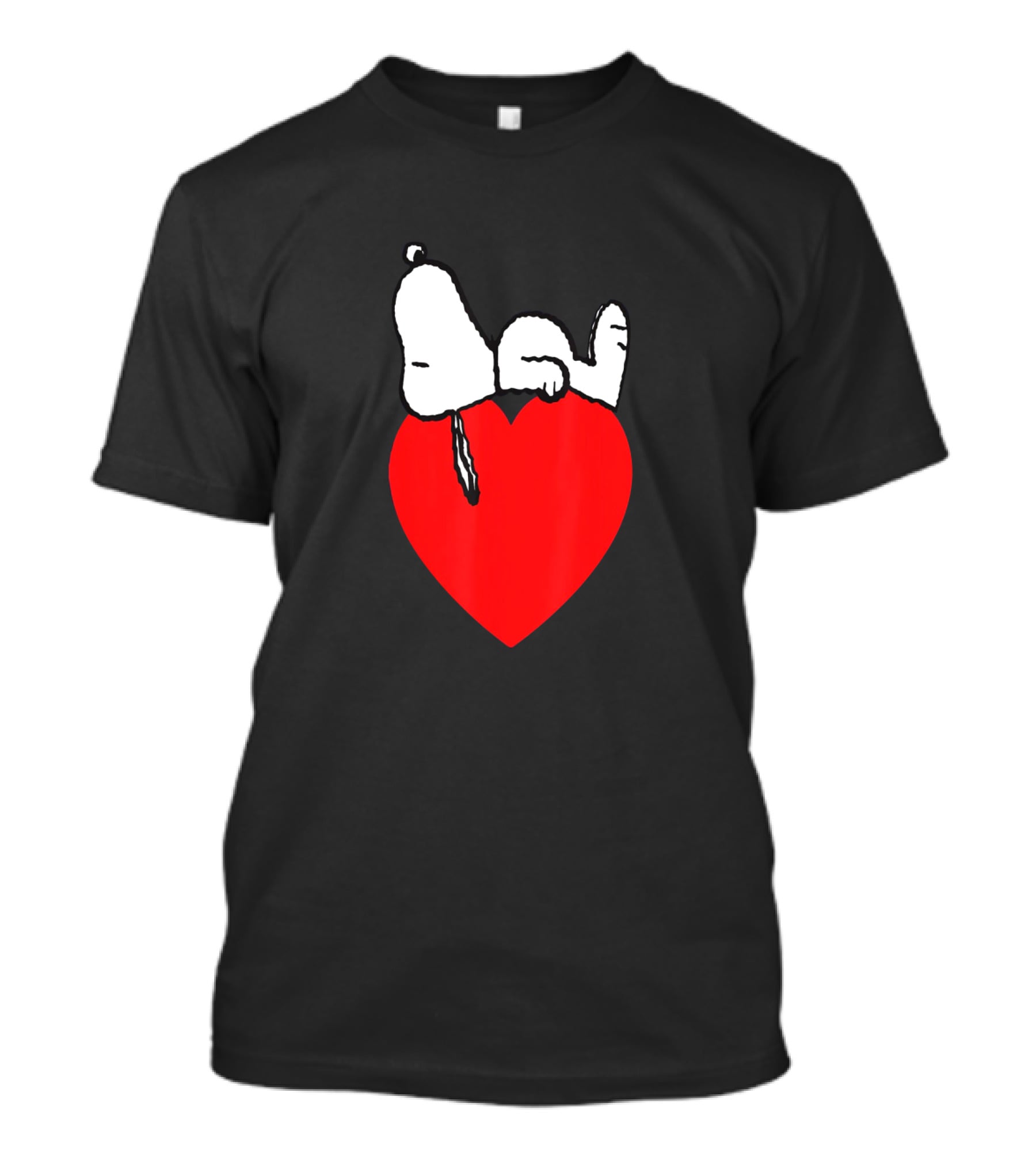 Snoopy Relaxing On Red Heart Background Charlie Brown Peanuts T-Shirt