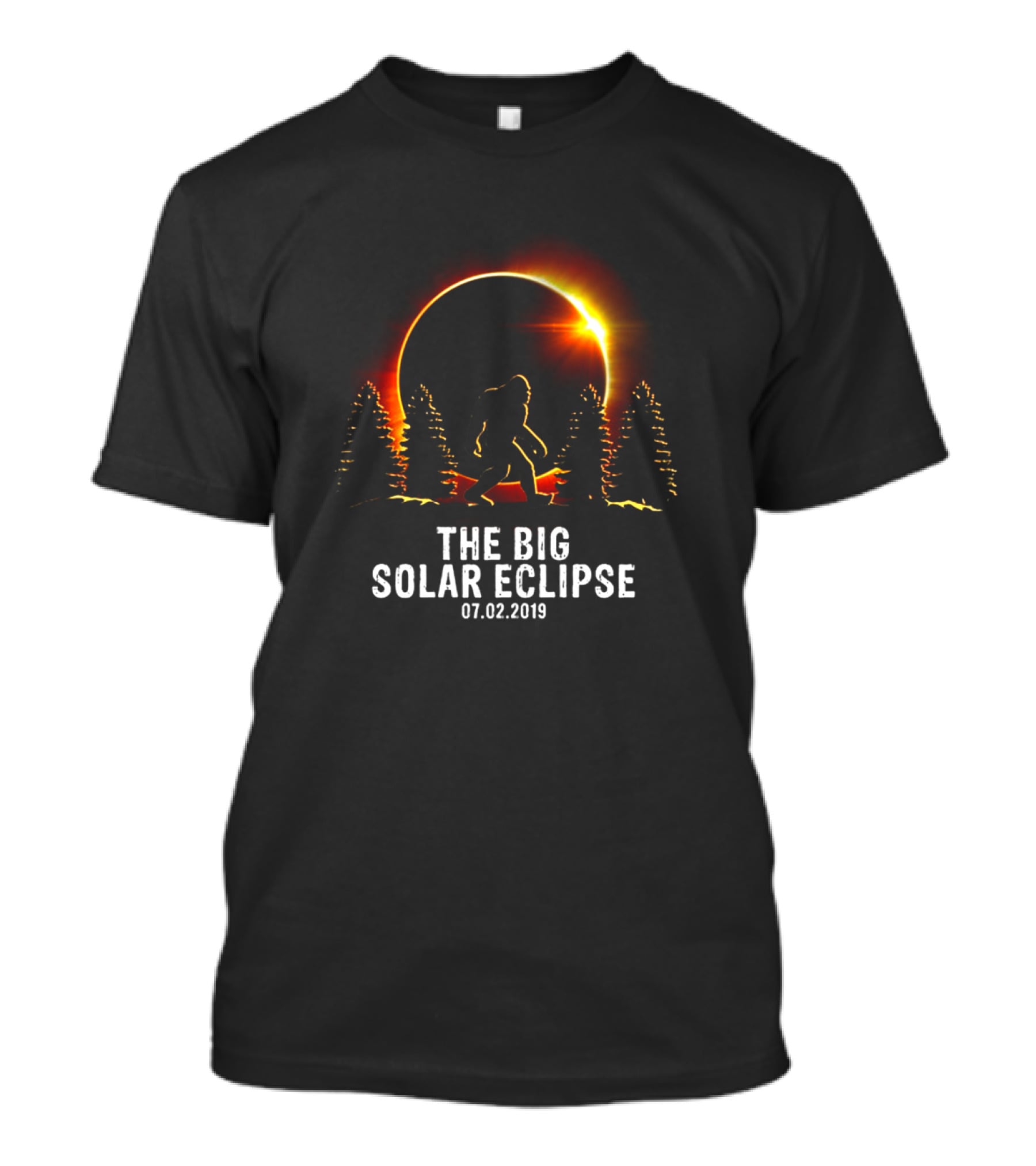 The Big Solar Eclipse Bigfoot 07.02.2019 Forest Silhouette T-Shirt
