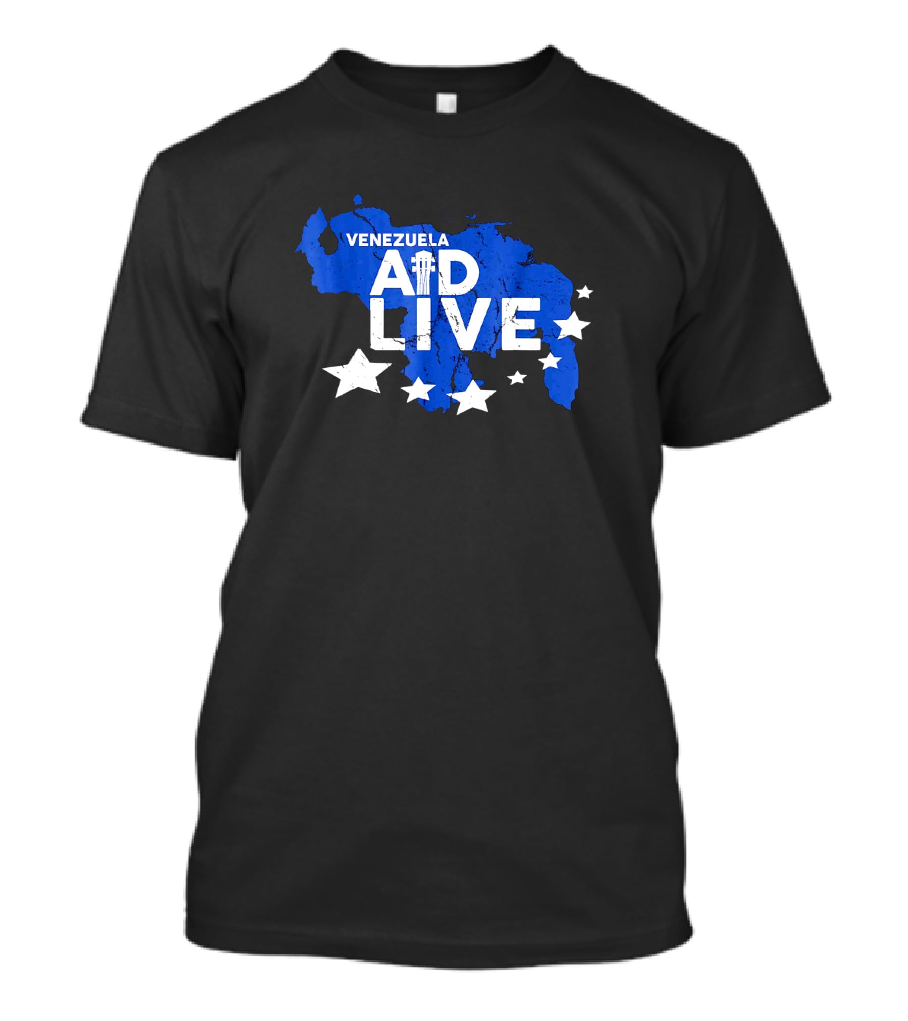 Venezuela Aid Live Blue Map And Stars T-Shirt