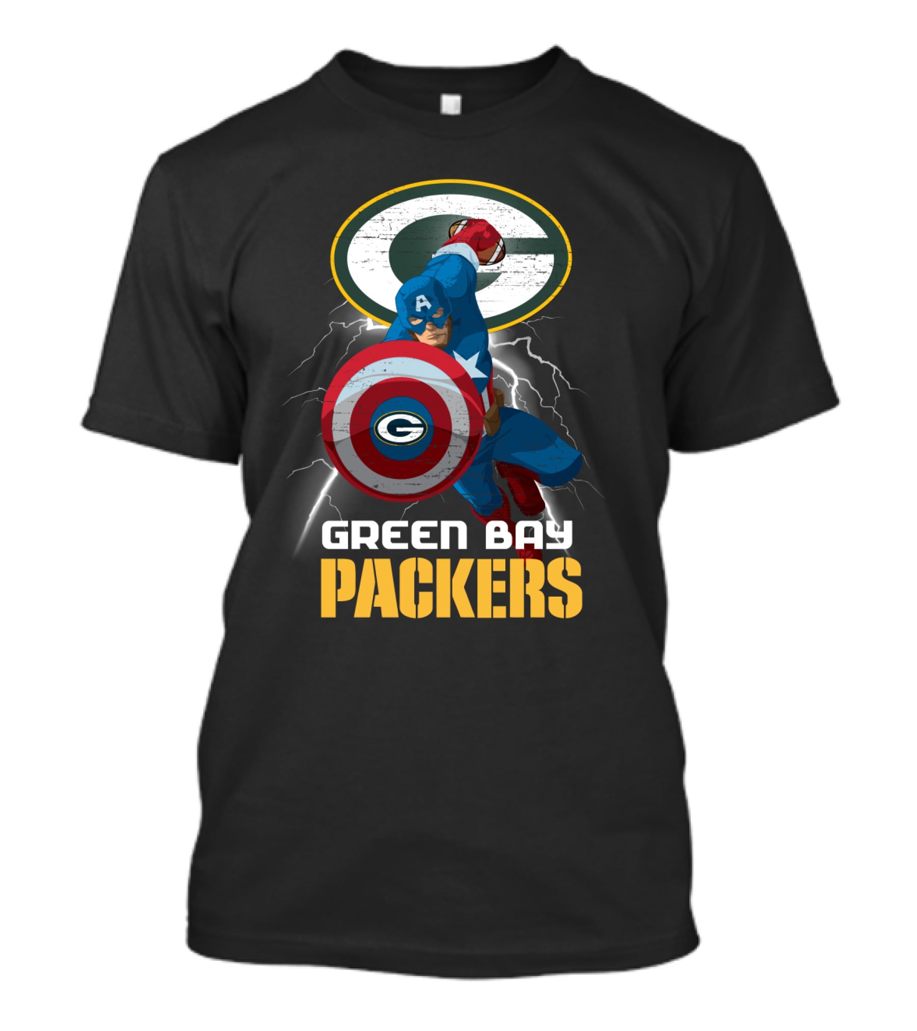 Green Bay Packers Captain America Shield Nfl Crossover T-Shirt