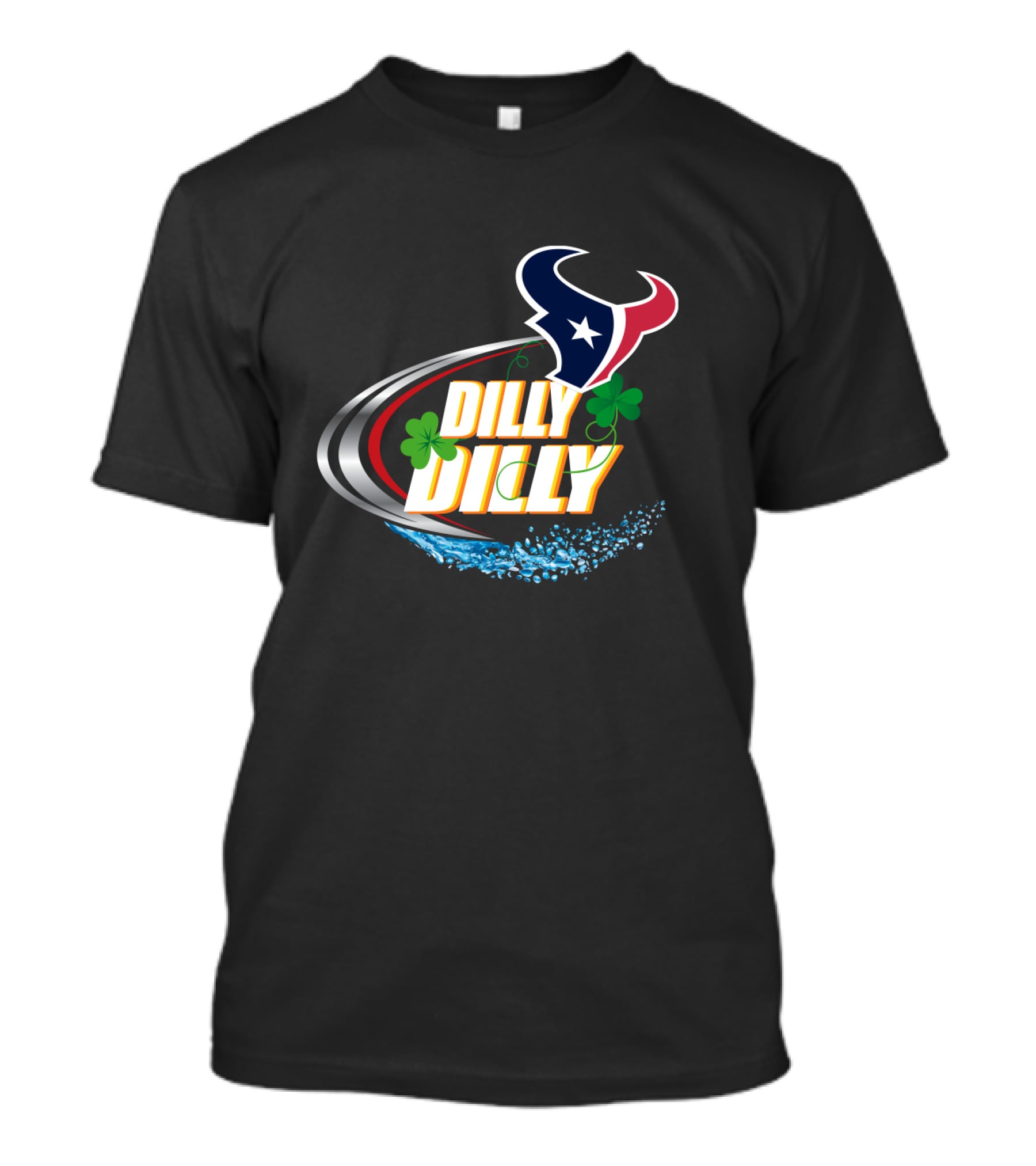 Dilly Dilly Dilly Dilly Houston Texans Logo Shamrock Wave T-Shirt