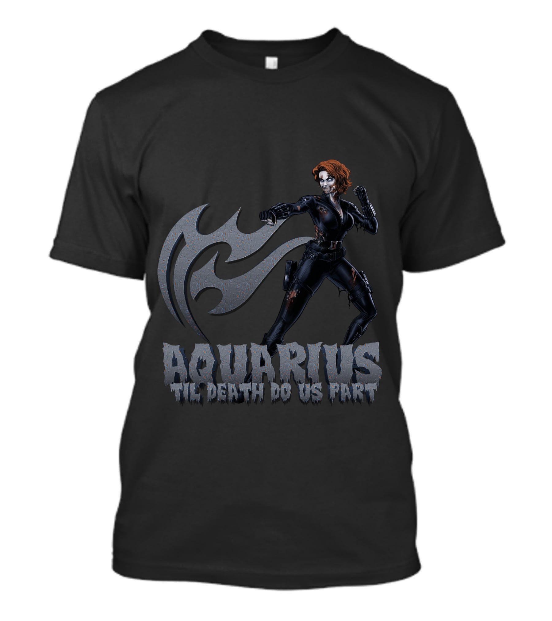 Aquarius Til Death Do Us Part Black Widow Marvel Fans T-Shirt