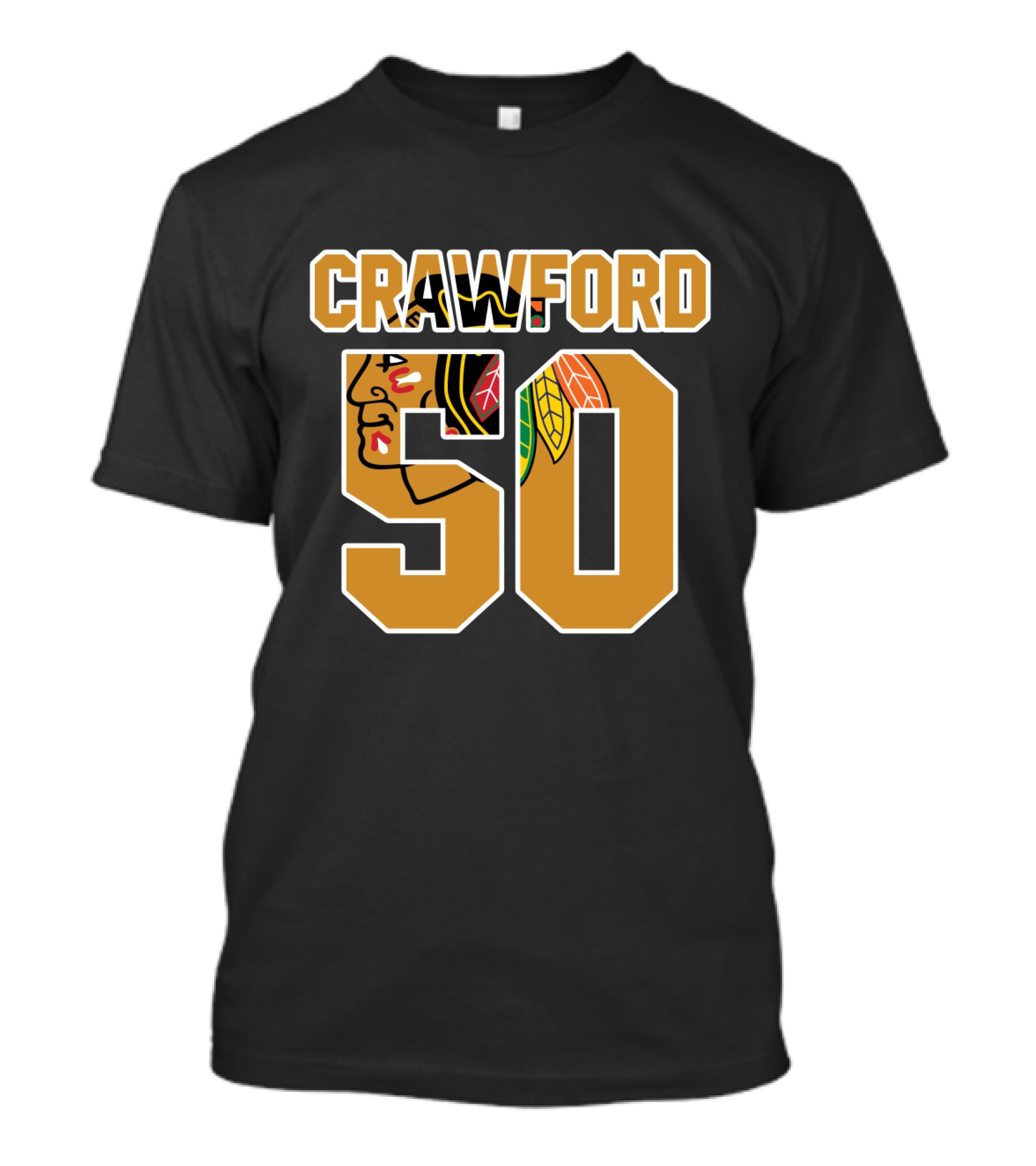 Crawford 50 Chicago Blackhawks NHL Hockey Goalie T-Shirt