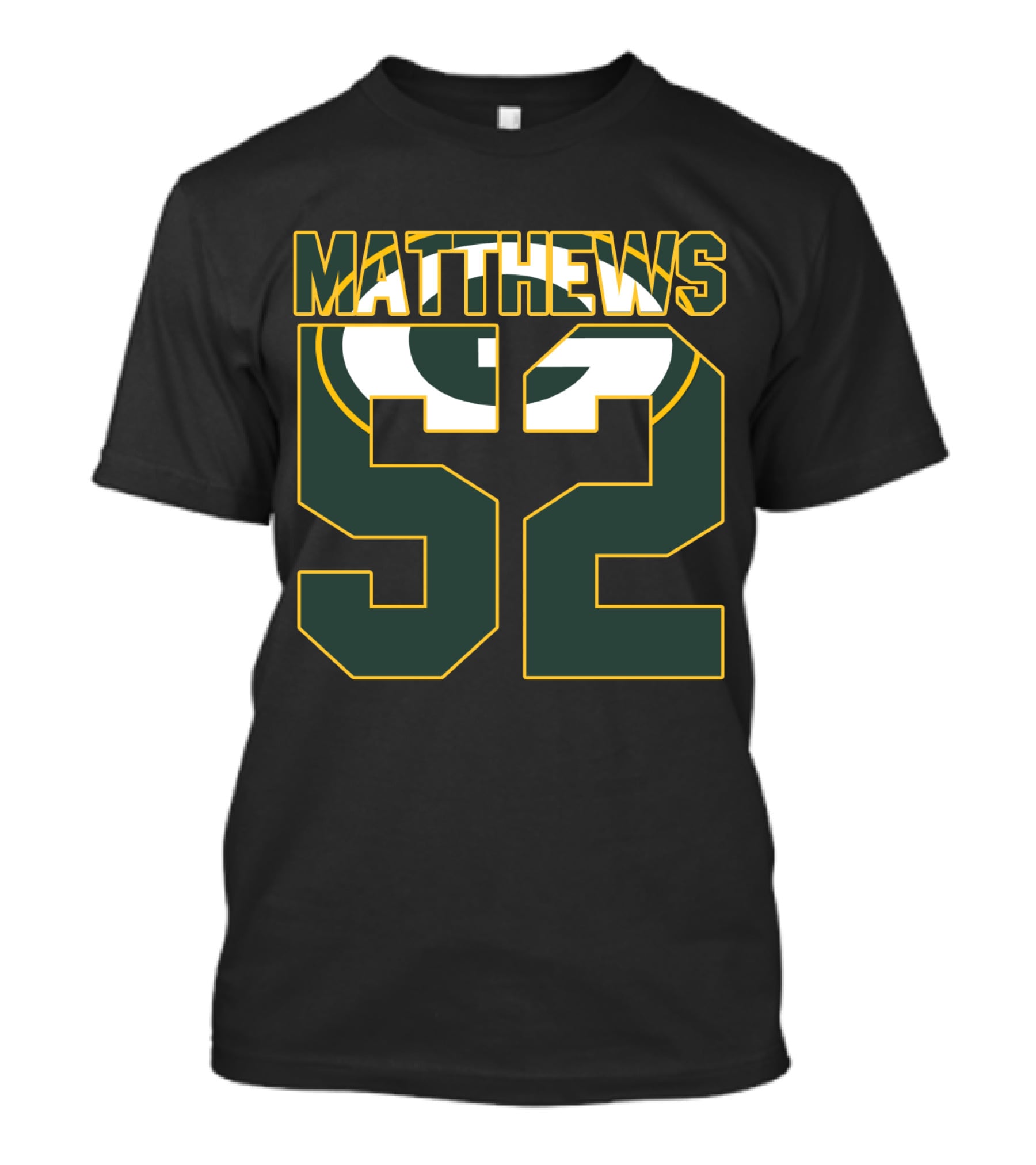 Green Bay Packers Matthews 52 Logo Jersey T-Shirt