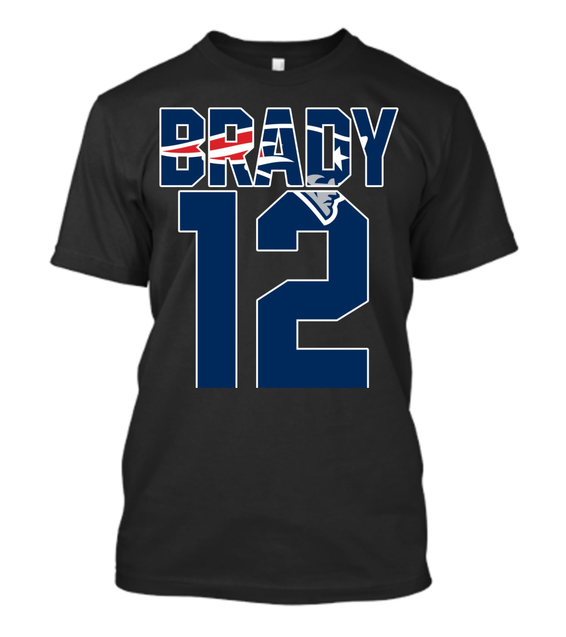 Brady 12 New England Patriots Logo Tom Brady T-Shirt