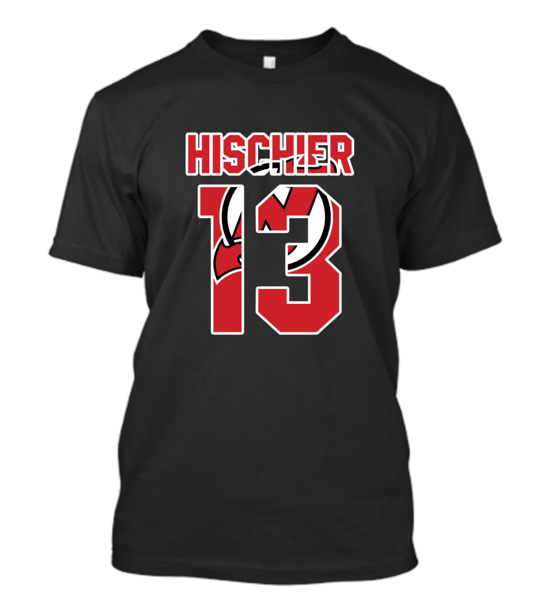 Hischier 13 New Jersey Devils NHL Logo Analysis T-Shirt
