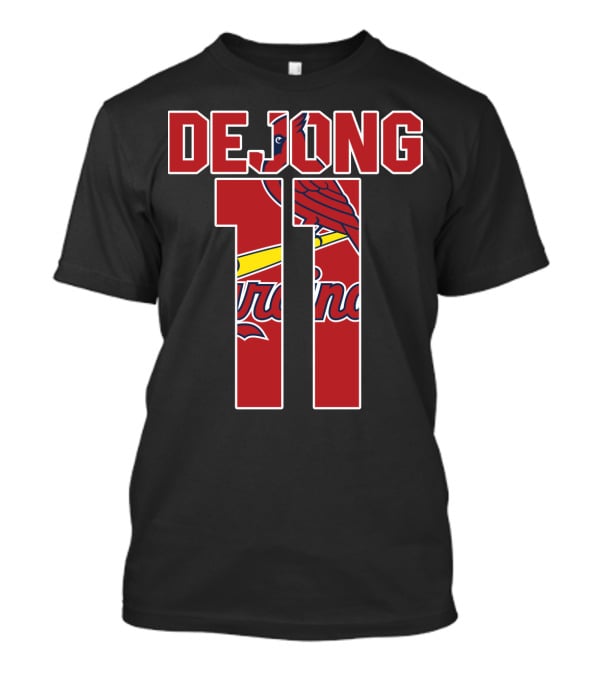 St. Louis Cardinals DeJong 11 Logo With Cardinals Text And Bird T-Shirt