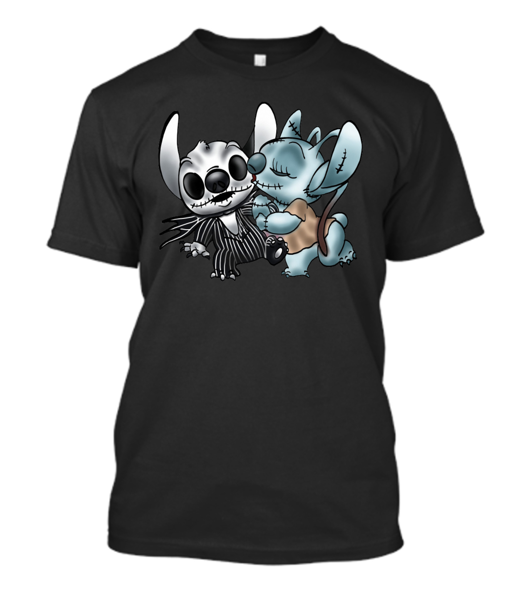 Stitch And Angel Nightmare Before Christmas Inspired Jack And Sally Characters T-Shirt