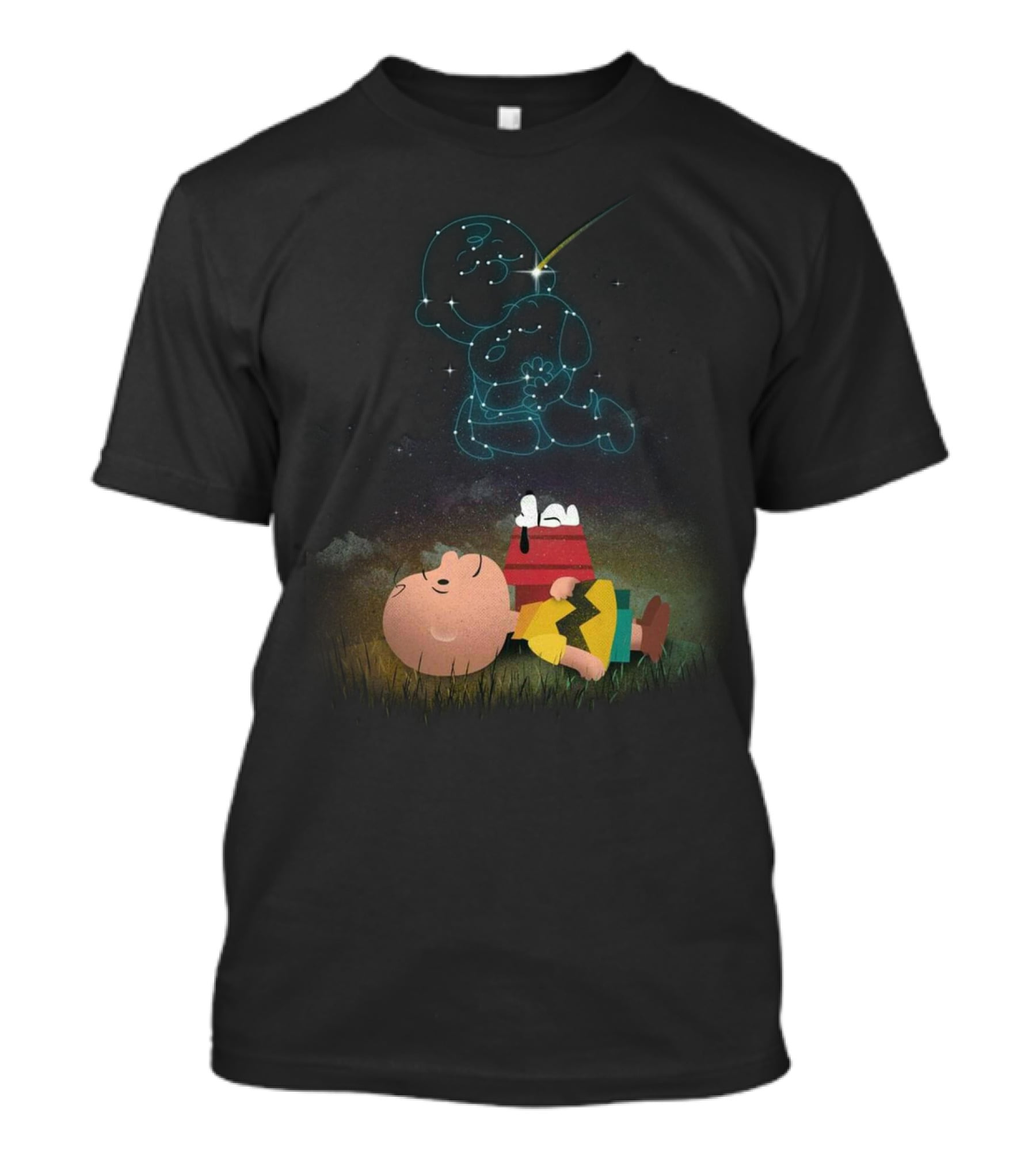 Charlie Brown And Snoopy Celestial Stargazing Night Constellation Scene T-Shirt