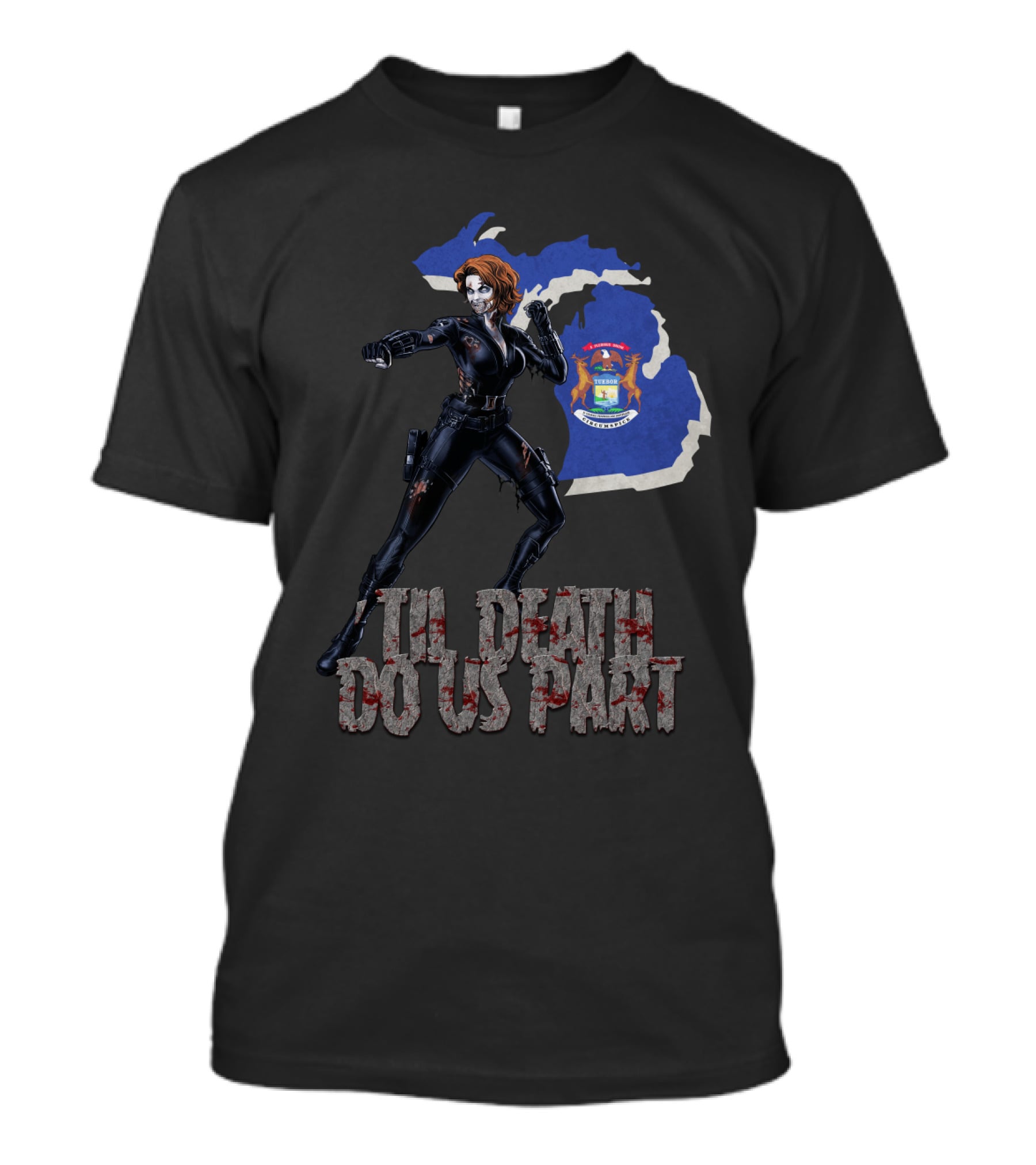 Til Death Do Us Part Black Widow Michigan State T-Shirt