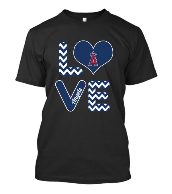Love Angels Heart Chevron Design For Los Angeles Baseball Fans T-Shirt