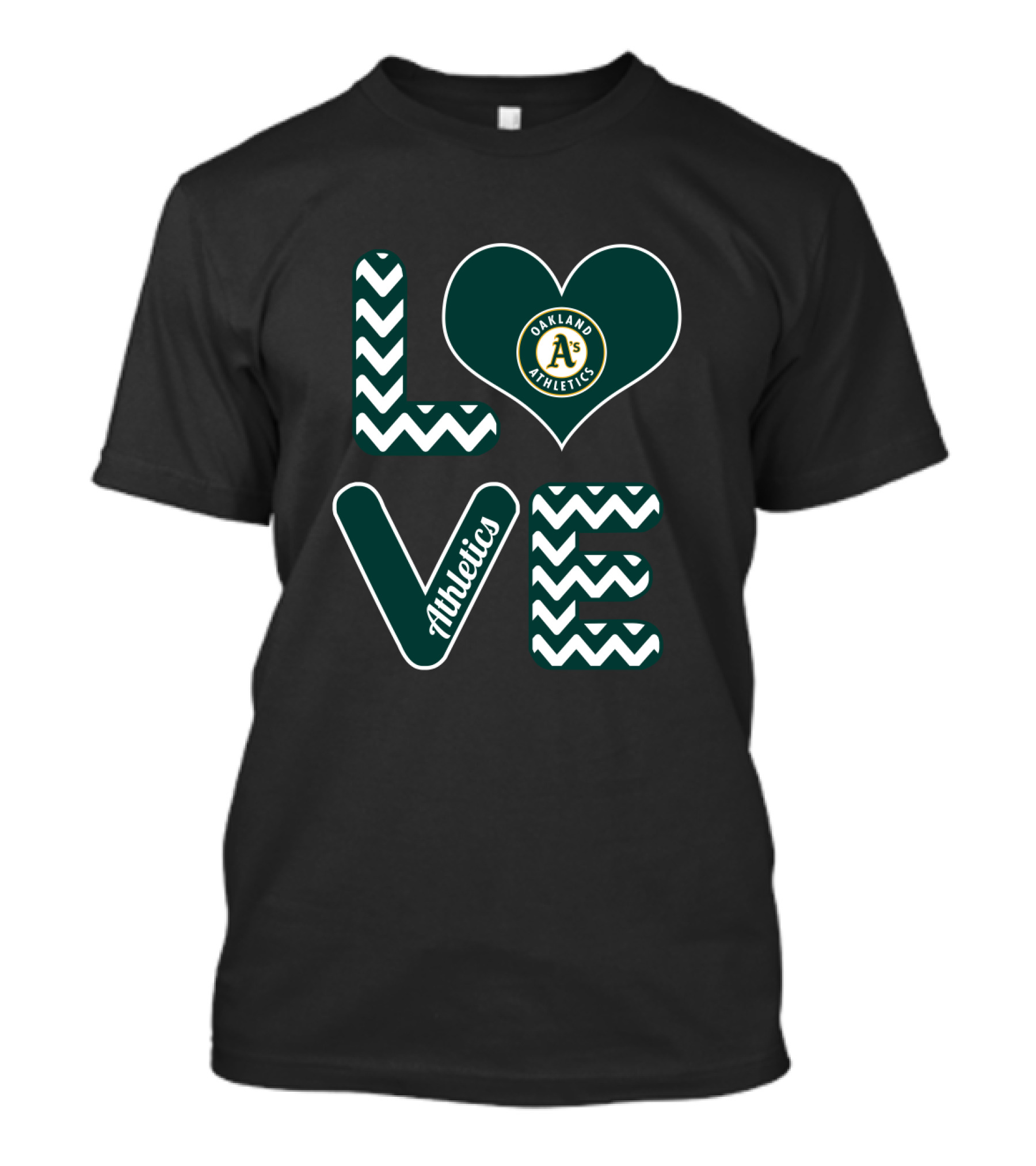 Oakland Athletics Baseball Fan Love With Heart And Chevron T-Shirt