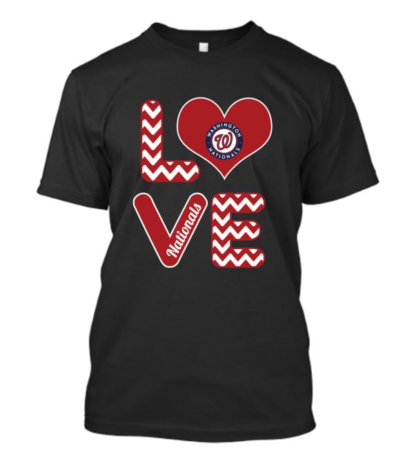 Love Washington Nationals Heart Pattern Logo Fans Baseball T-Shirt
