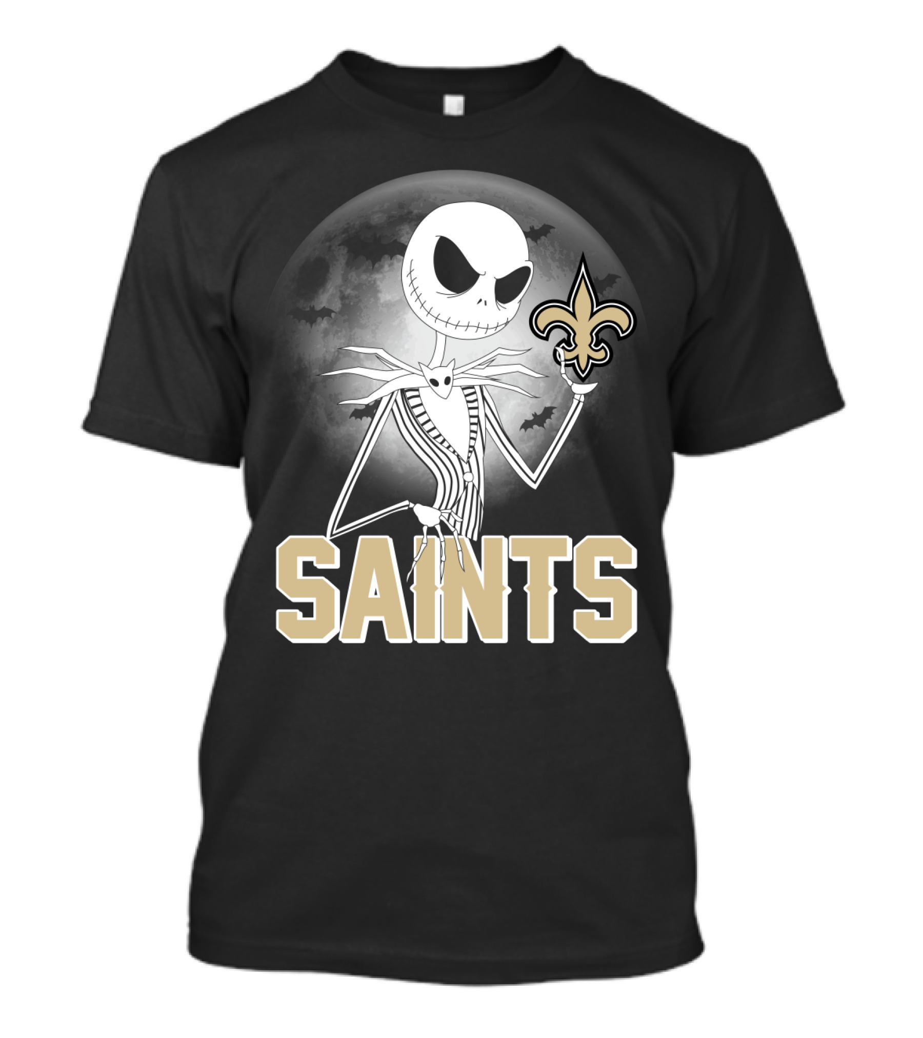 Jack Skellington Holding Fleur-De-Lis Halloween New Orleans Saints T-Shirt