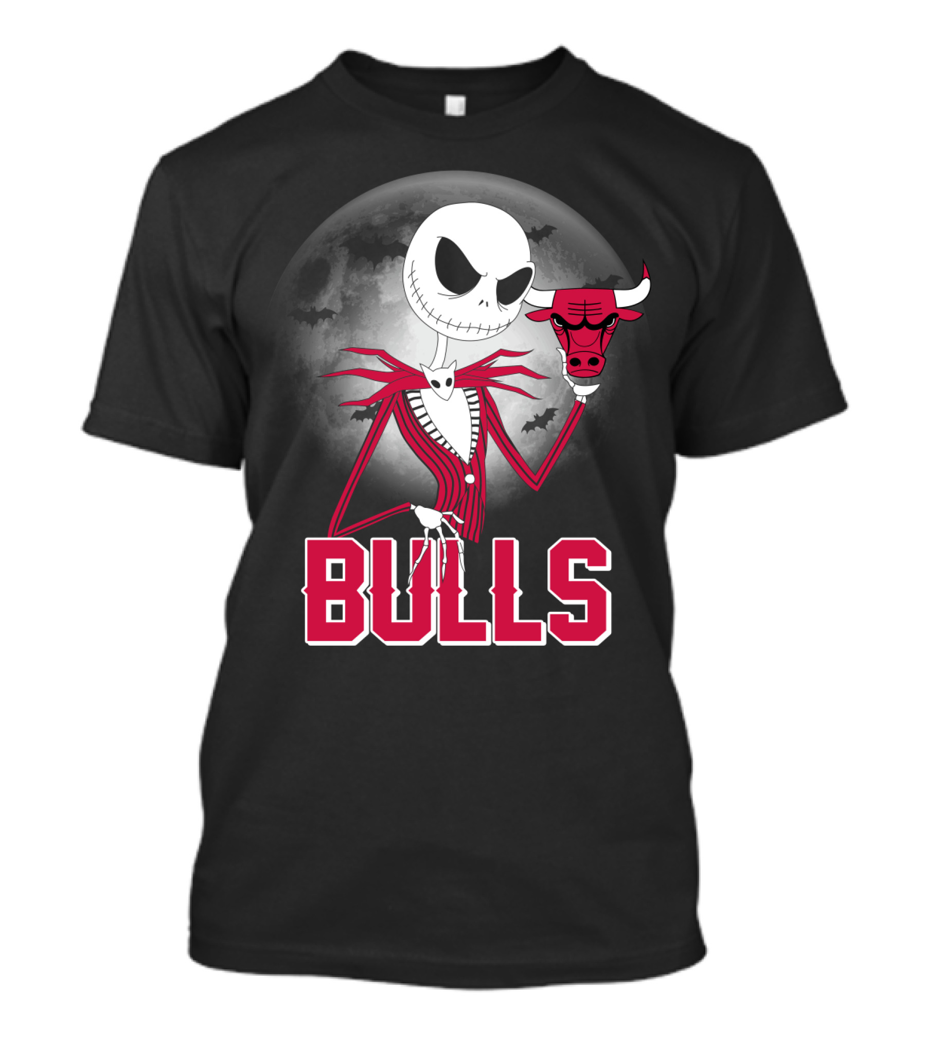 Jack Skellington Halloween Bulls Moon Chicago T-Shirt