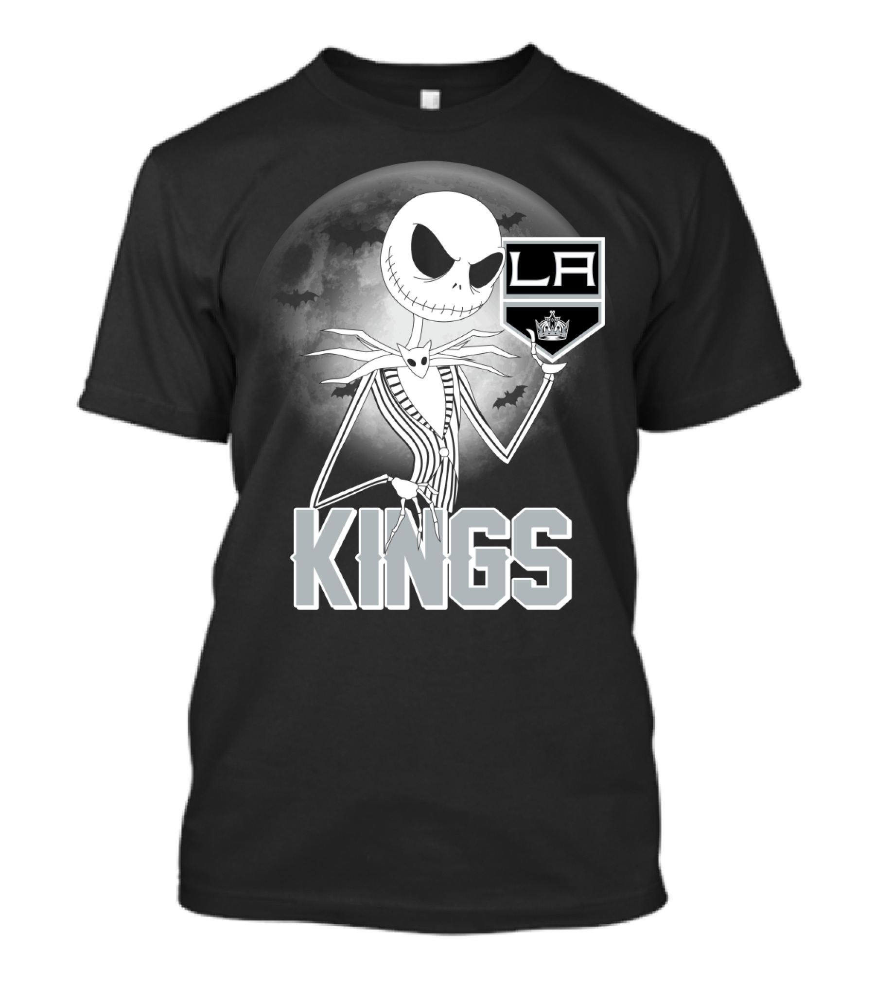 Jack Skellington Los Angeles Kings Halloween Moon Background T-Shirt
