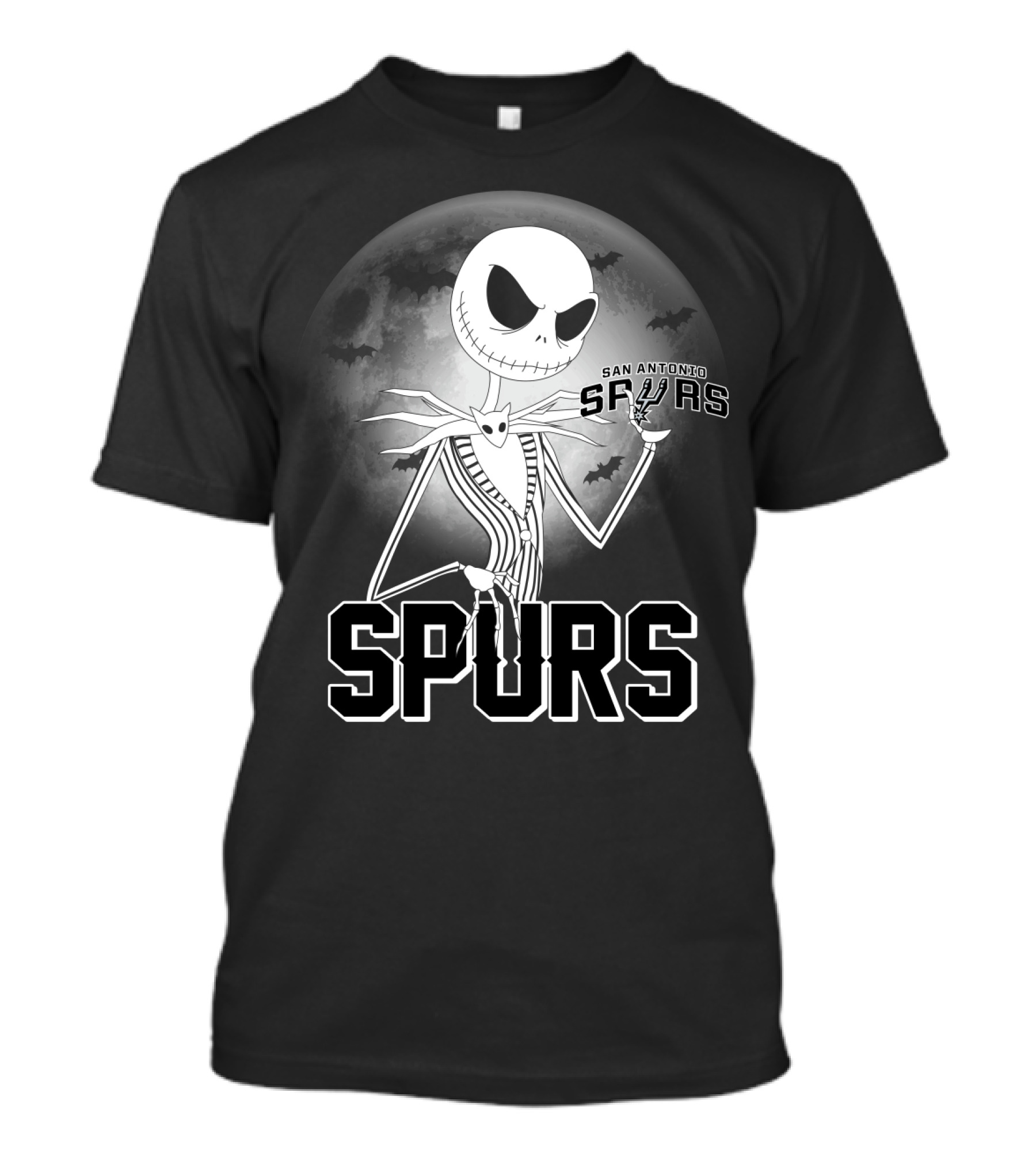 Jack Skellington San Antonio Spurs Halloween Moon Bats T-Shirt