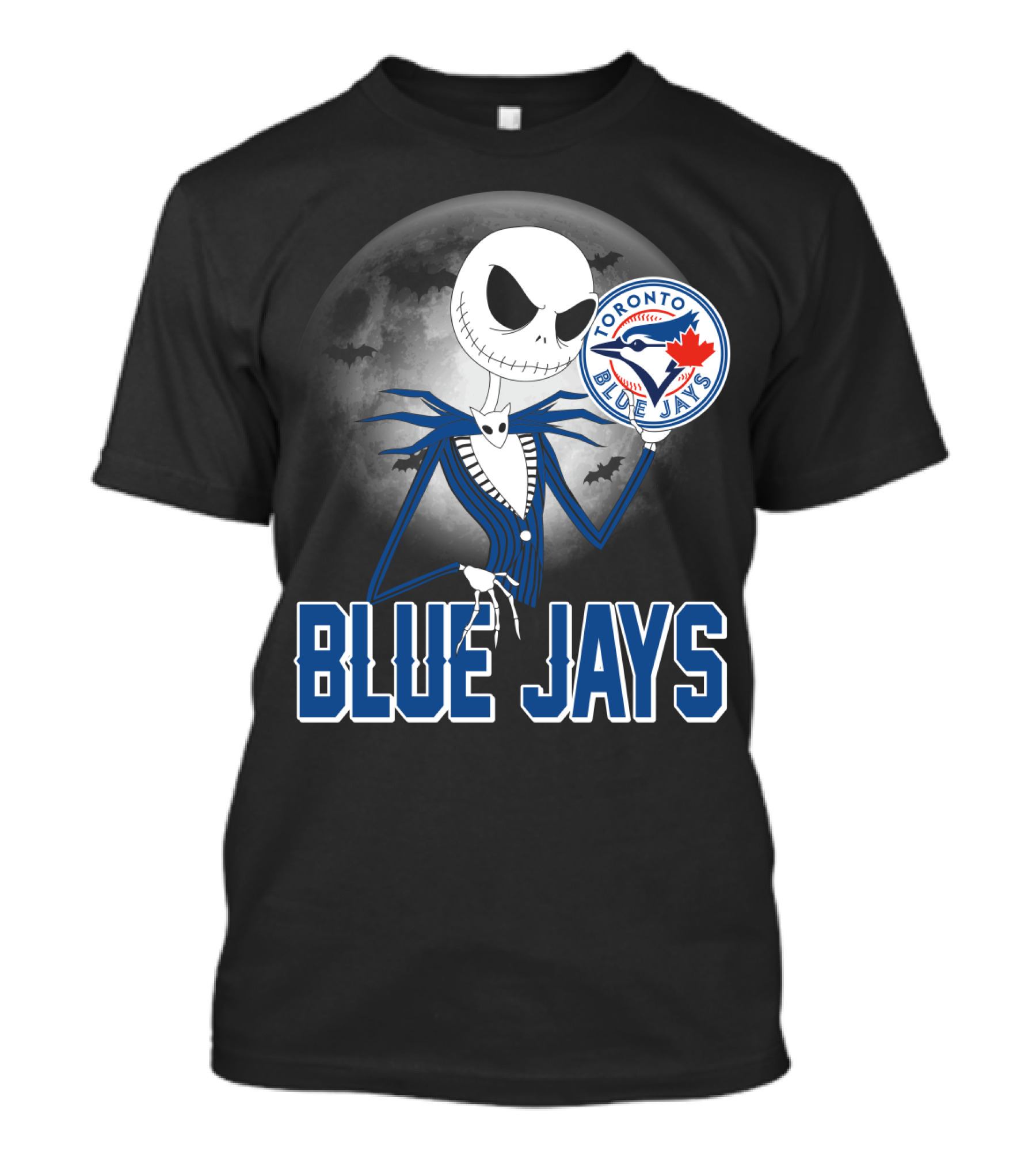 Jack Skellington Toronto Blue Jays Halloween Moon Bats T-Shirt